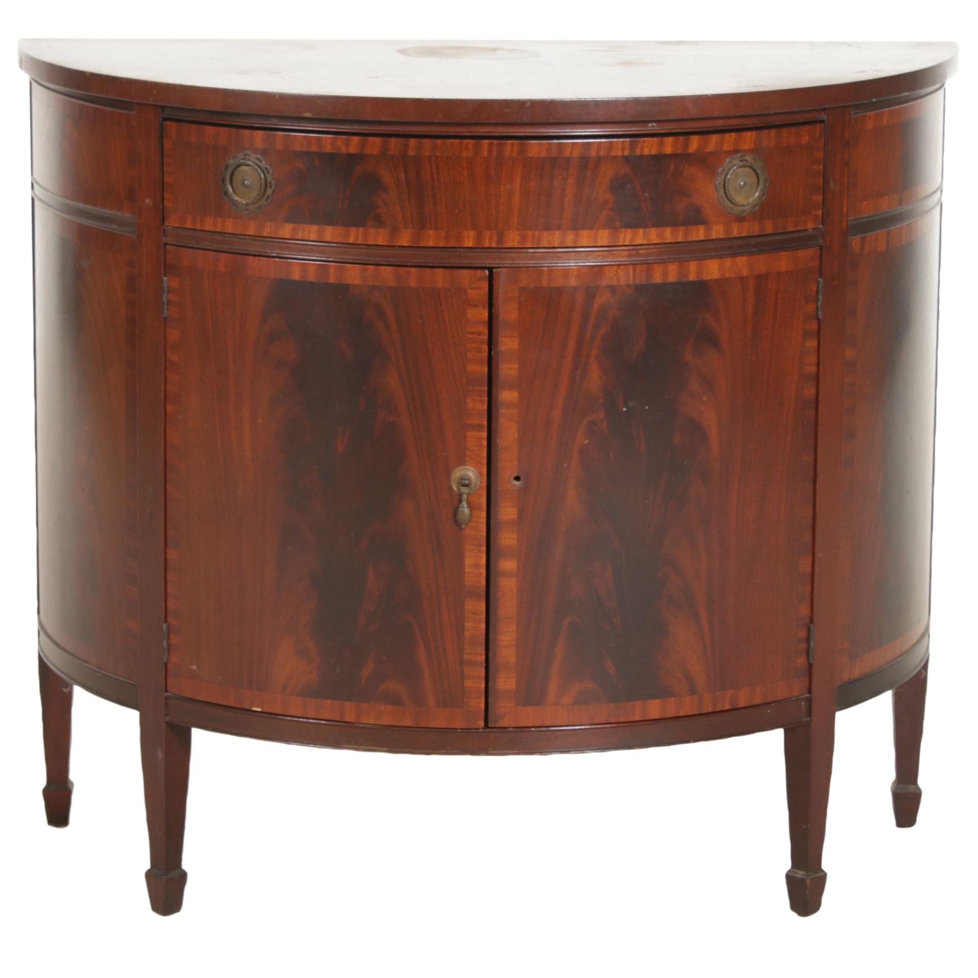 Johnson-Handley-Johnson Co. Hepplewhite Style Hardwood Demilune Commode