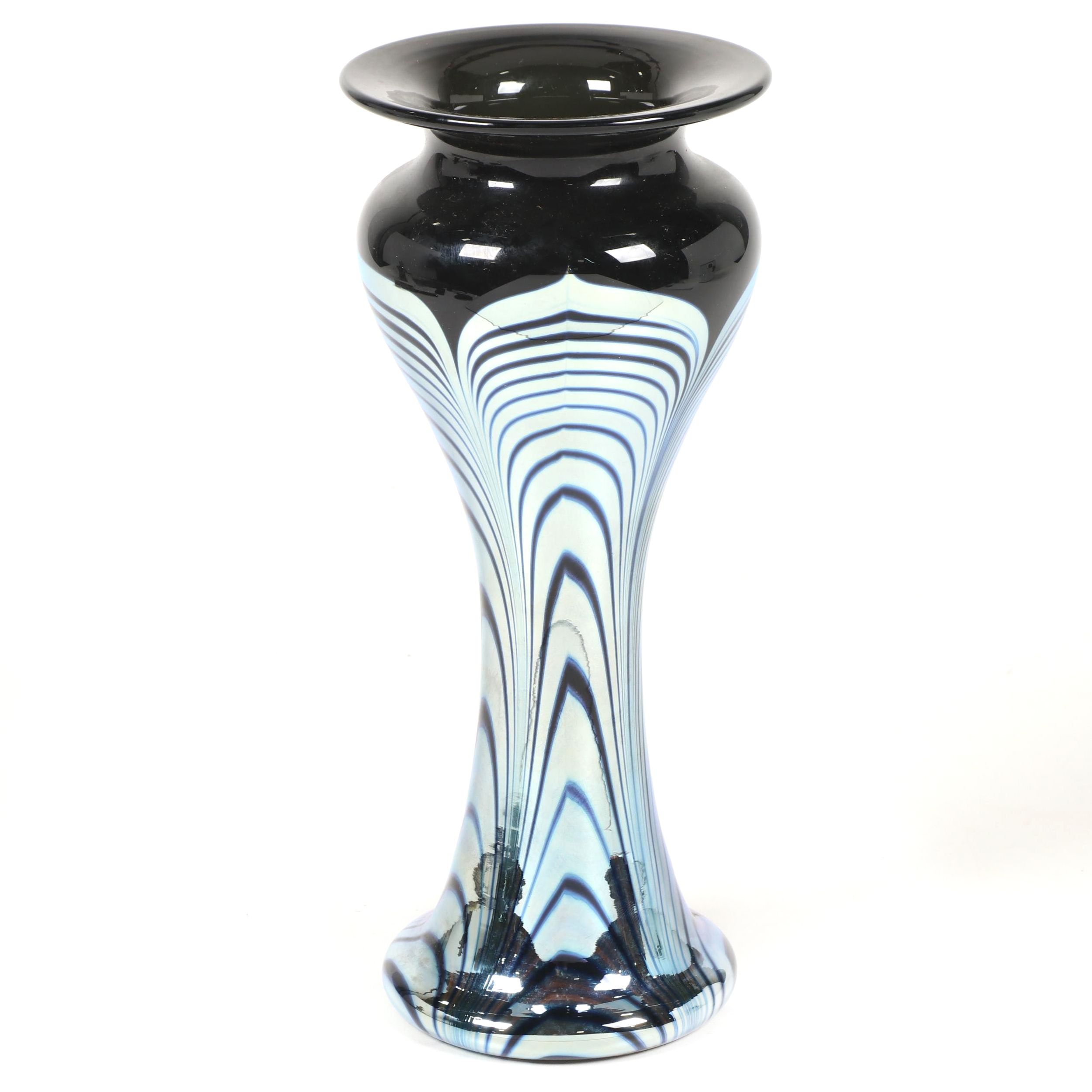 Steven Correia Pulled Feather Art Glass Vase, 1987