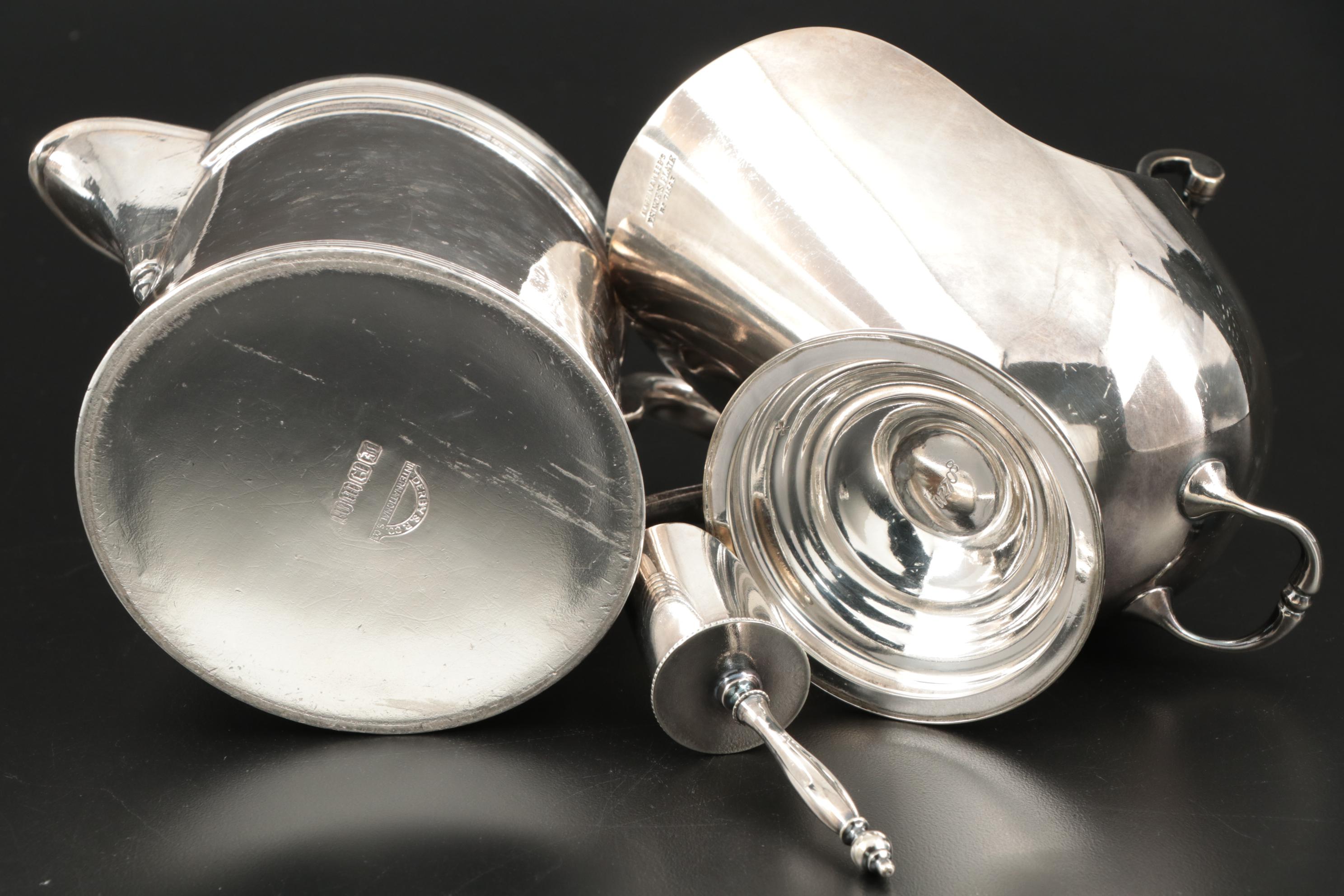 Mappin & Webb Silver Plate Sugar Scuttle and Derby Silver Plate Cream Pitcher