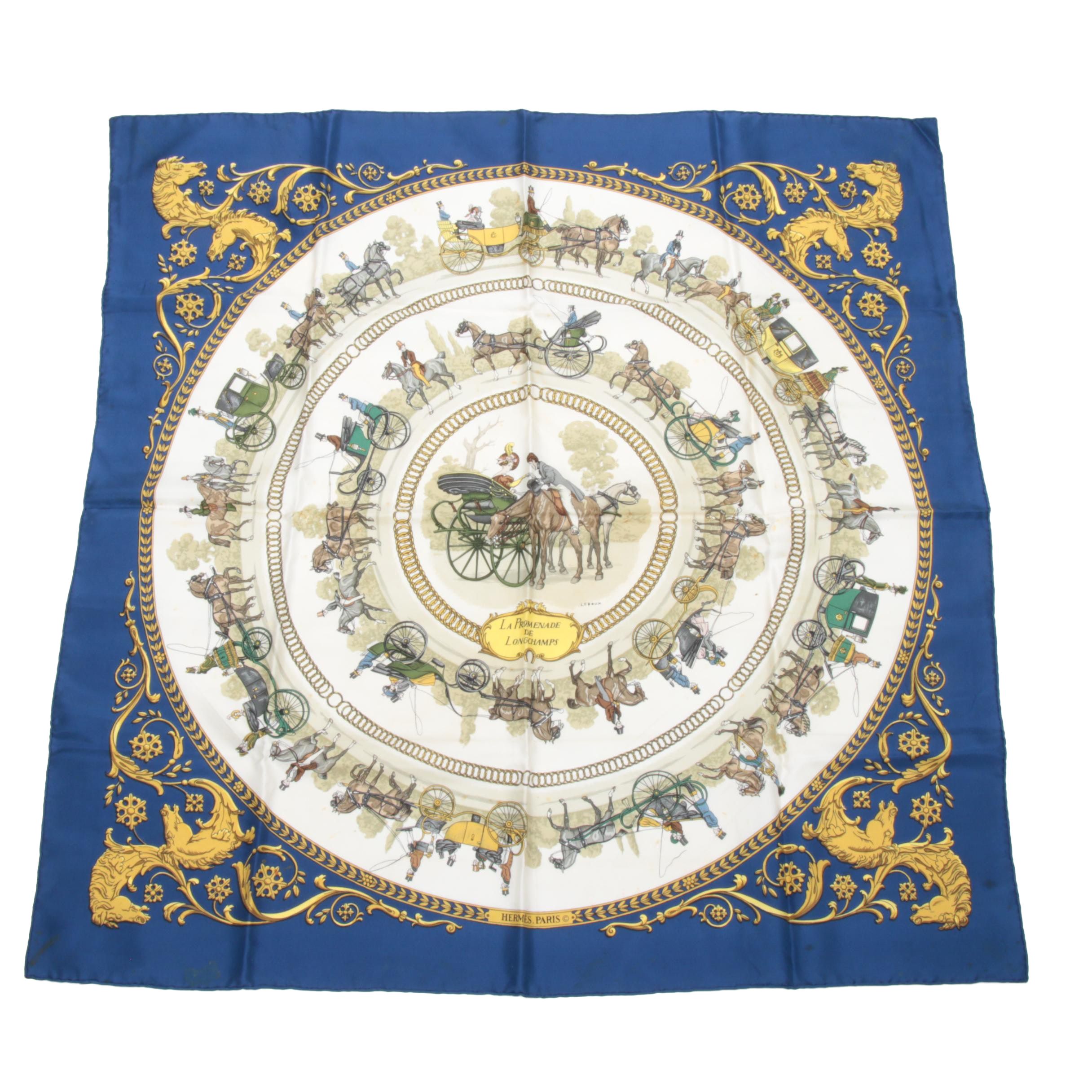 Hermès "La Promenade de Longchamps" Silk Scarf, Vintage