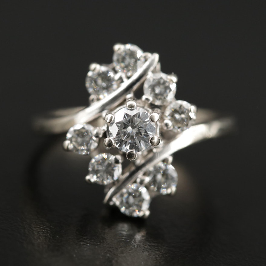 14K Diamond Bypass Ring