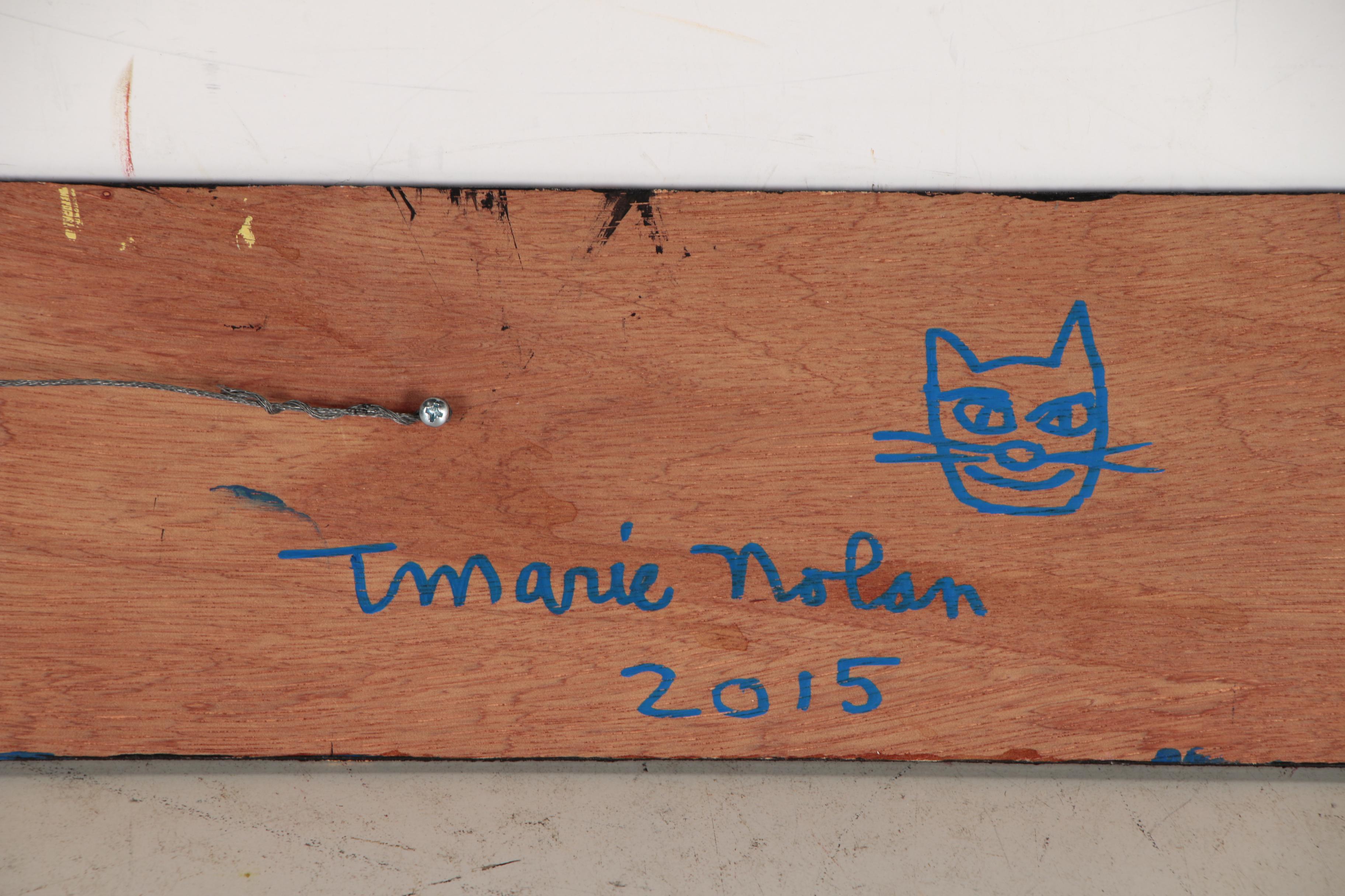 T. Marie Nolan Outsider Art Acrylic Painting of Cats