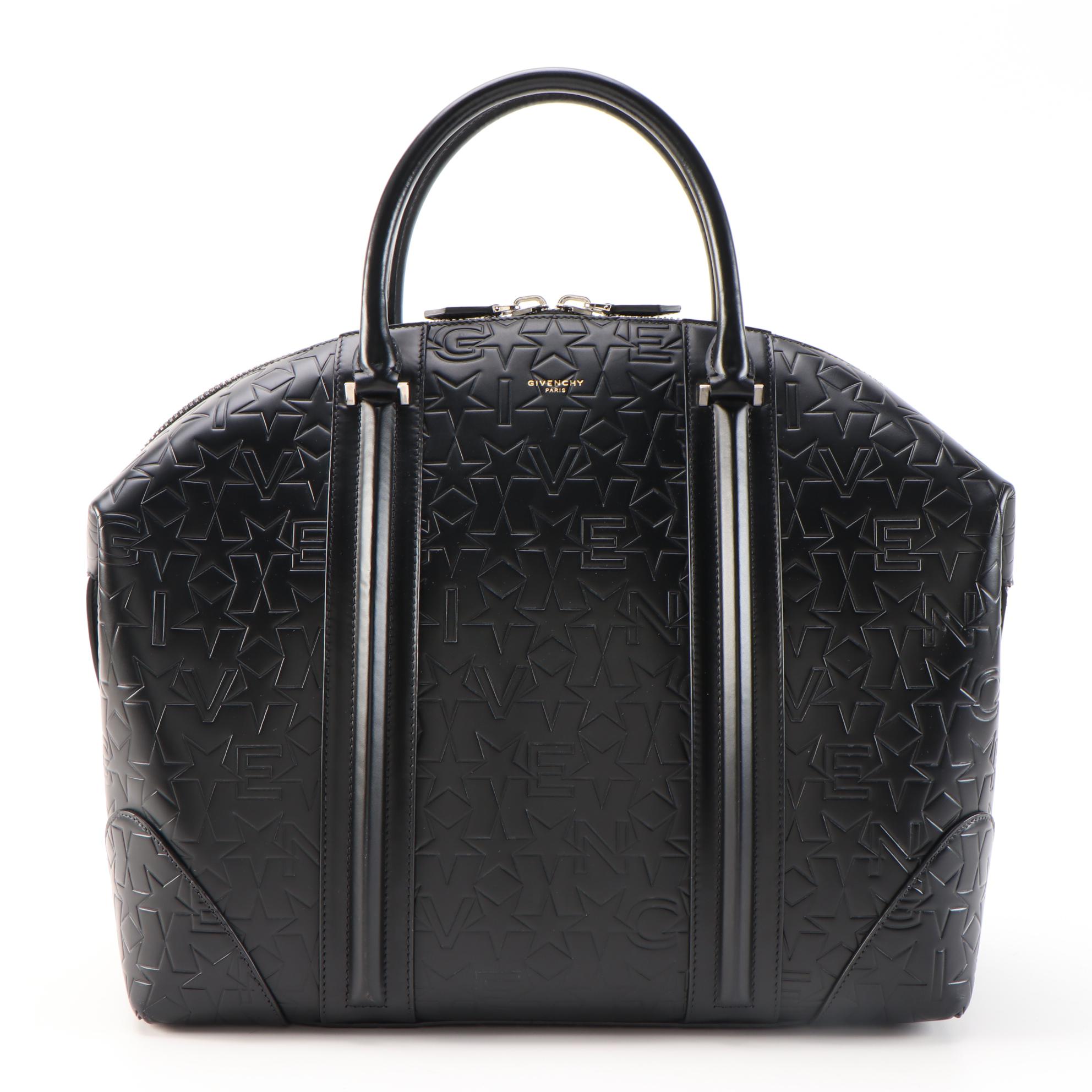 Givenchy and Stars Embossed Black Leather Lucrezia Travel Duffel