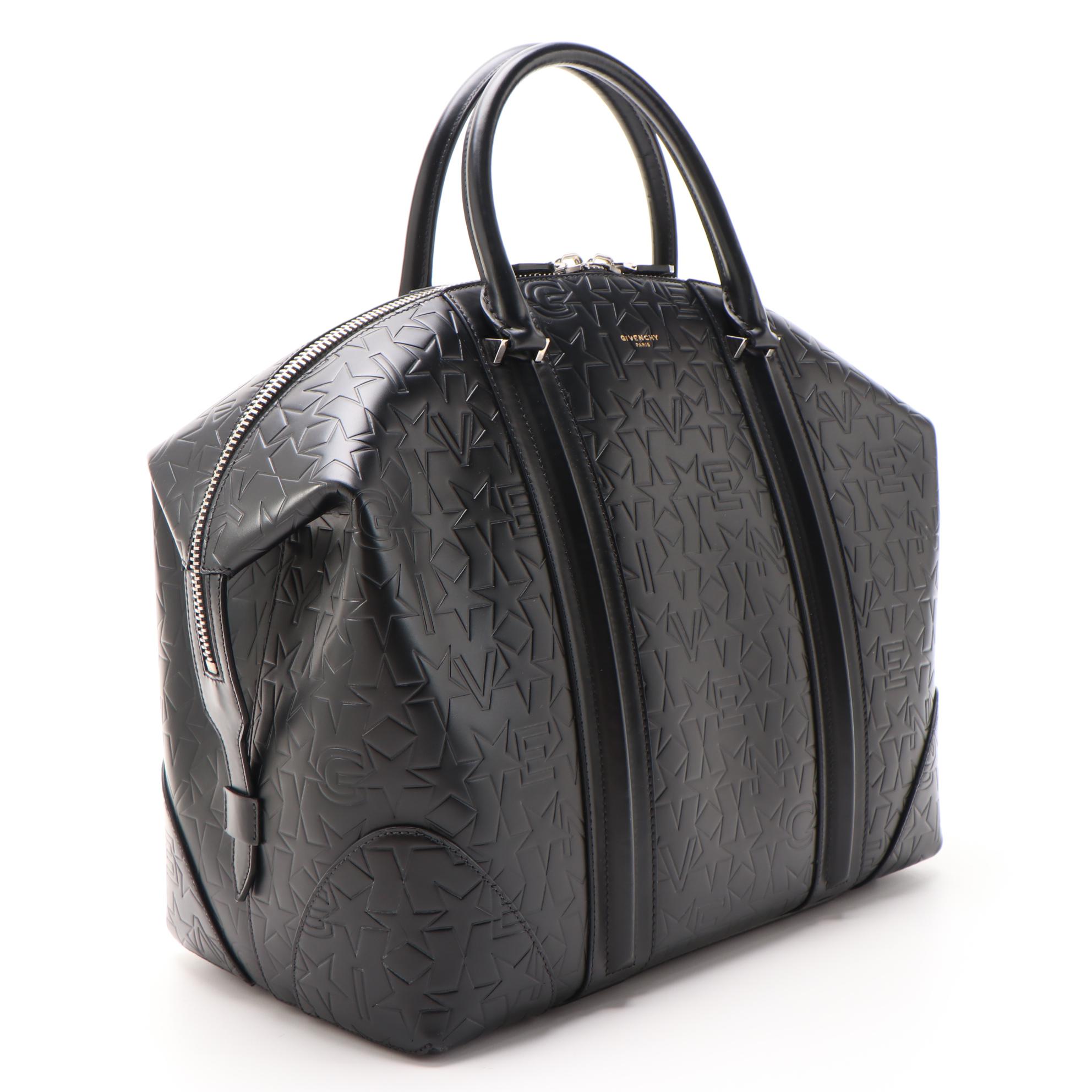 Givenchy and Stars Embossed Black Leather Lucrezia Travel Duffel