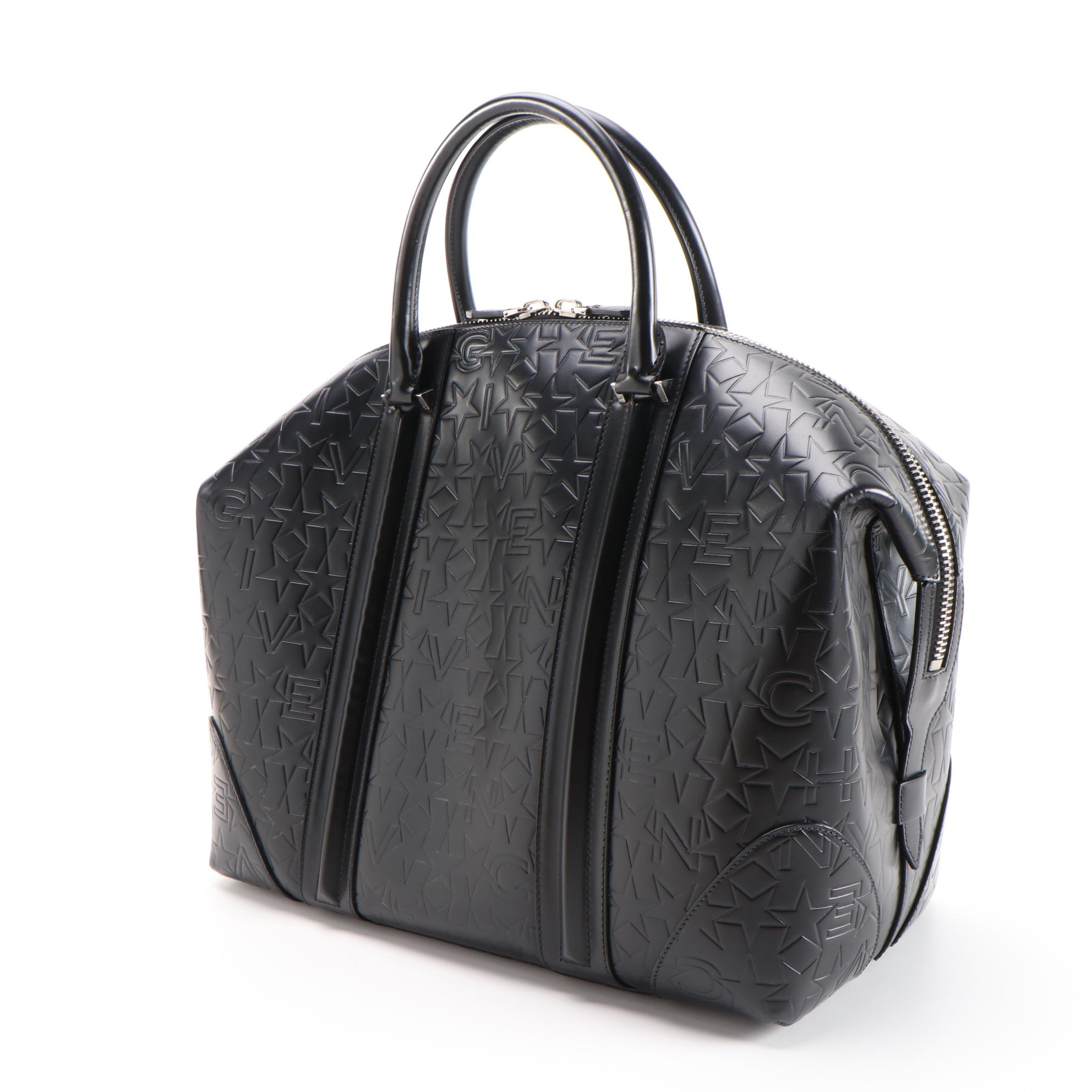 Givenchy and Stars Embossed Black Leather Lucrezia Travel Duffel