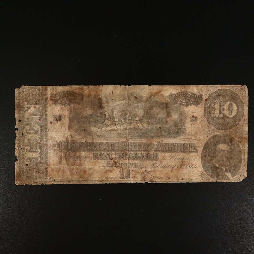 1864 Richmond Virginia $10 CSA Banknote