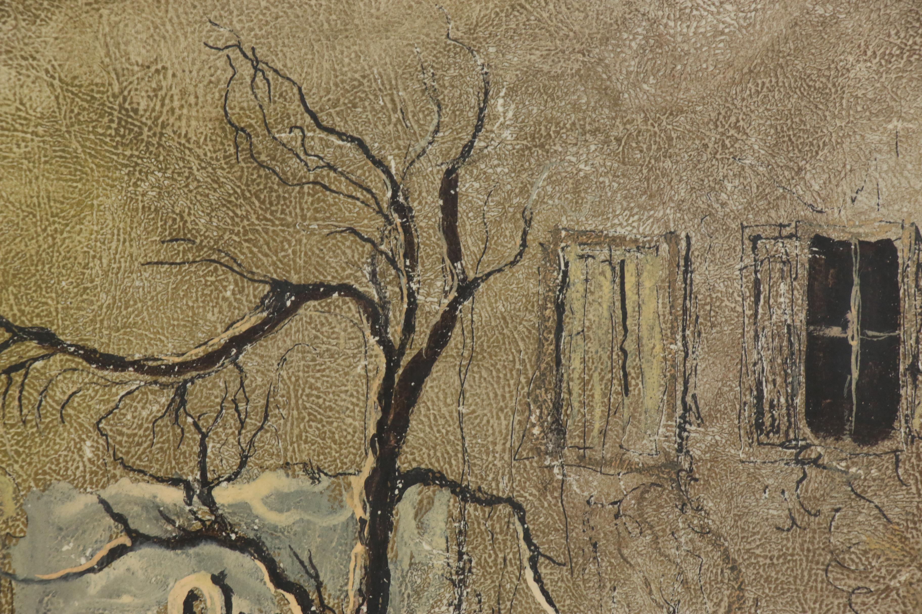 Ari Arad City Scene Gouache Paintings, Mid to Late 20th Century