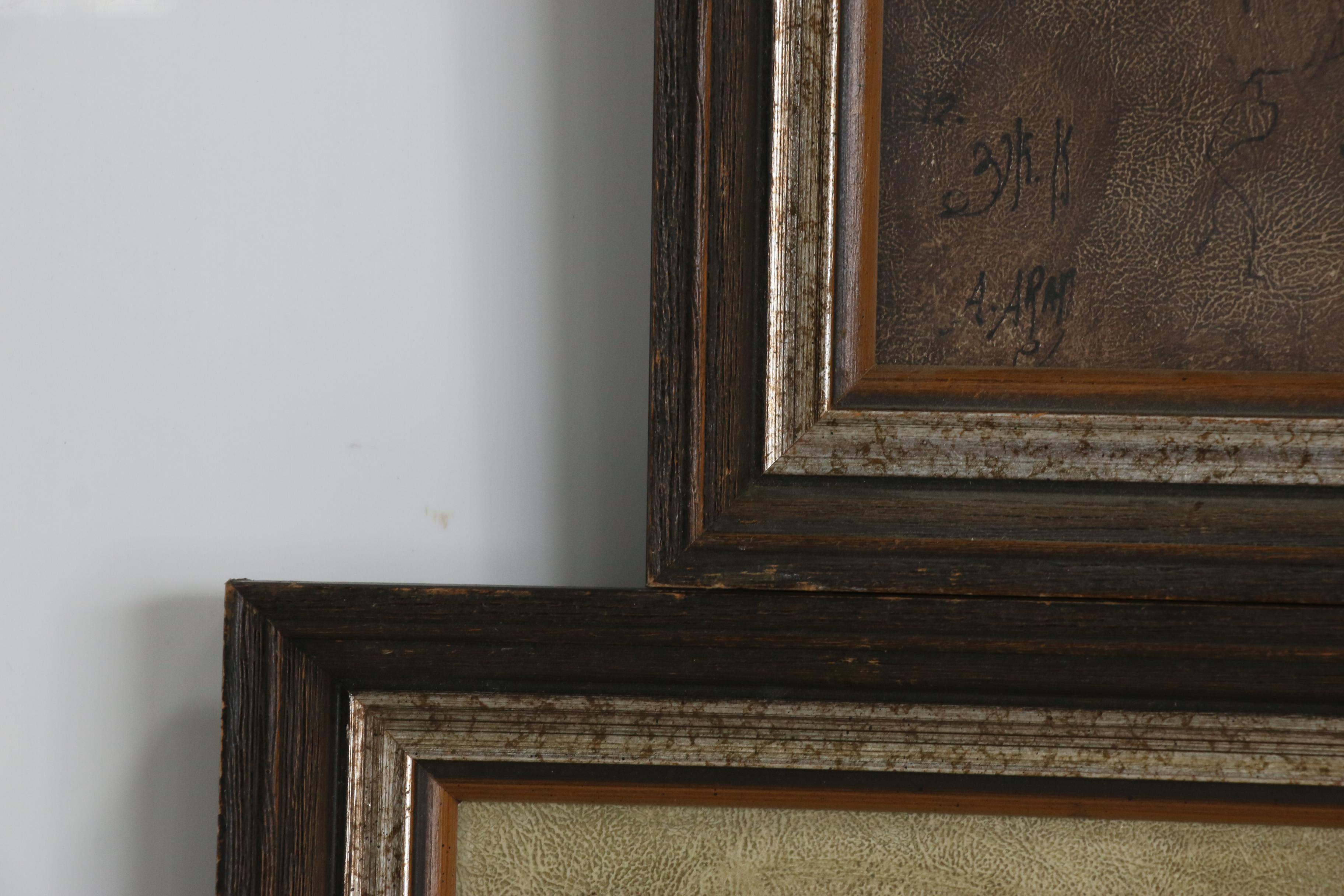 Ari Arad City Scene Gouache Paintings, Mid to Late 20th Century