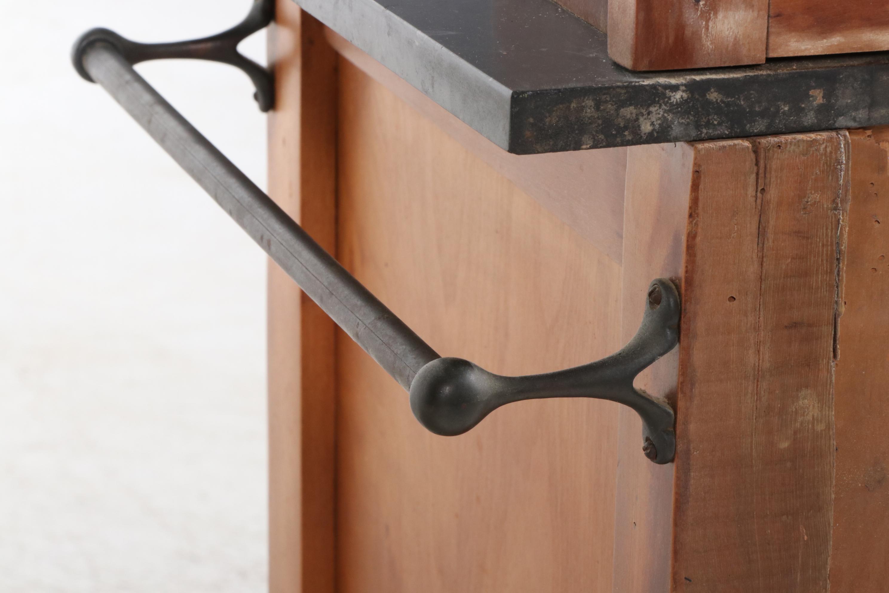 Stone-Top Dry Sink with Art Nouveau Tile Backsplash, Late 19th/Early 20th C.