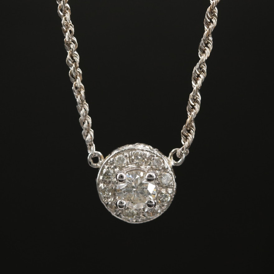 14K Diamond Necklace with 18K Center Pendant