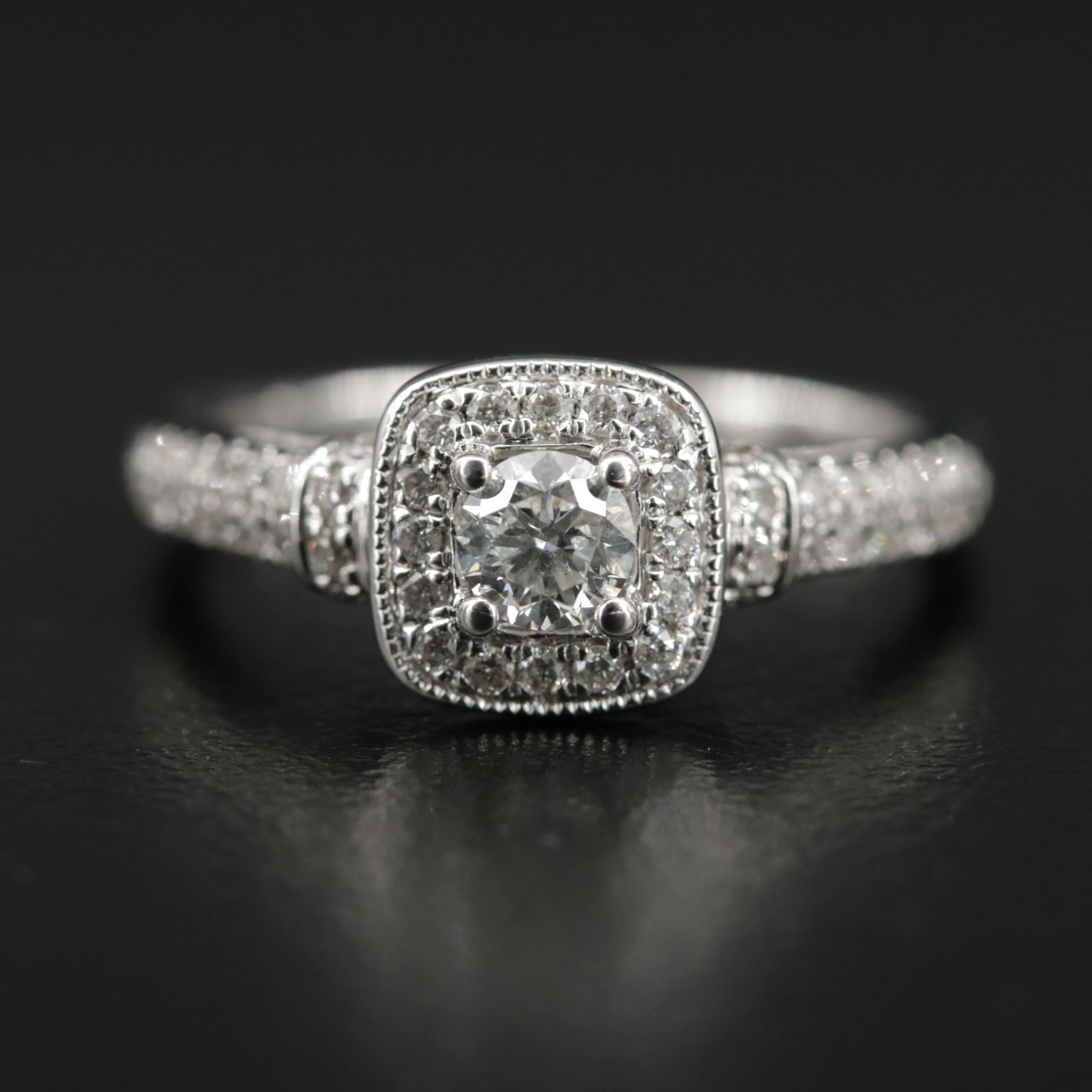 Vera Wang 14K White Gold Diamond Ring and Band Set
