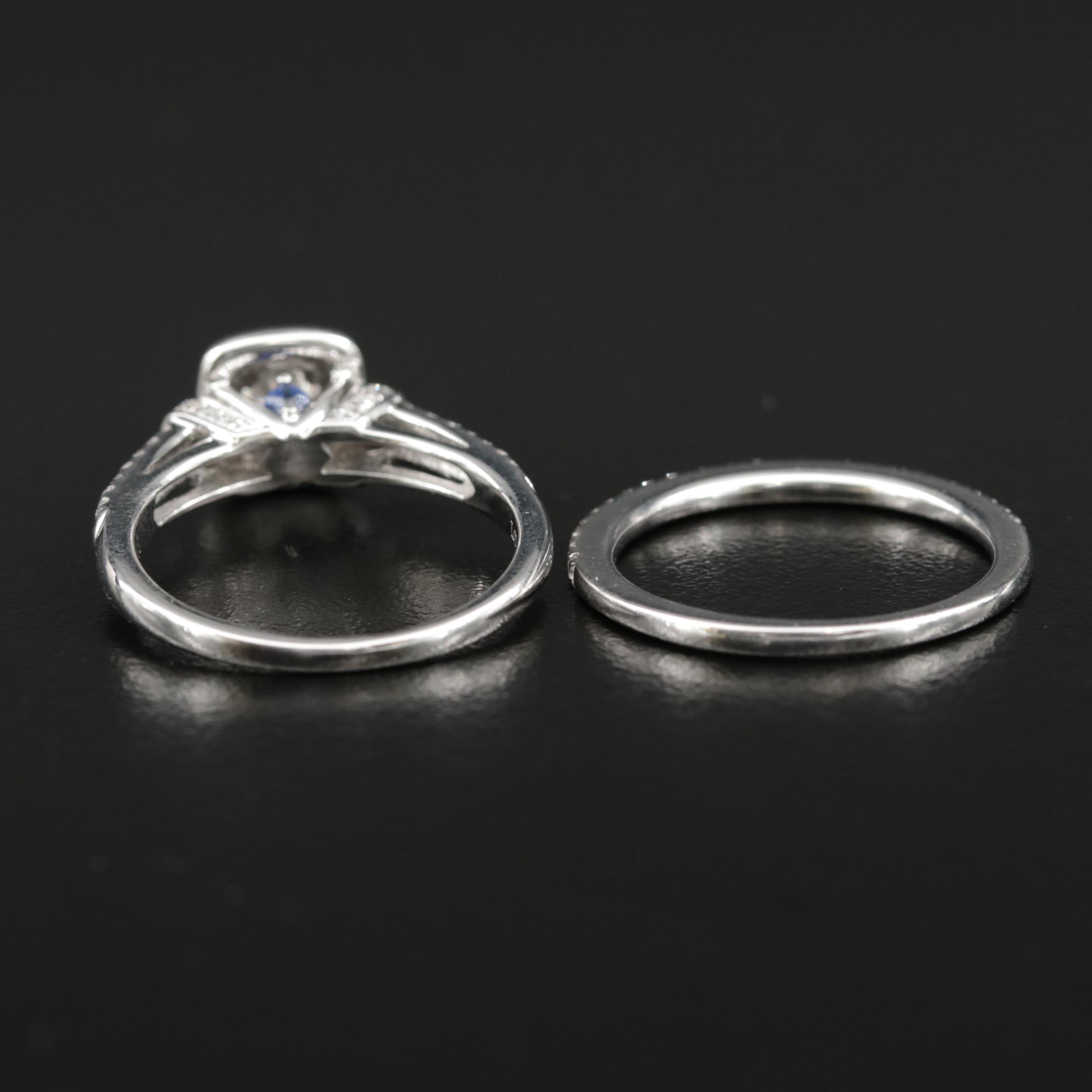 Vera Wang 14K White Gold Diamond Ring and Band Set