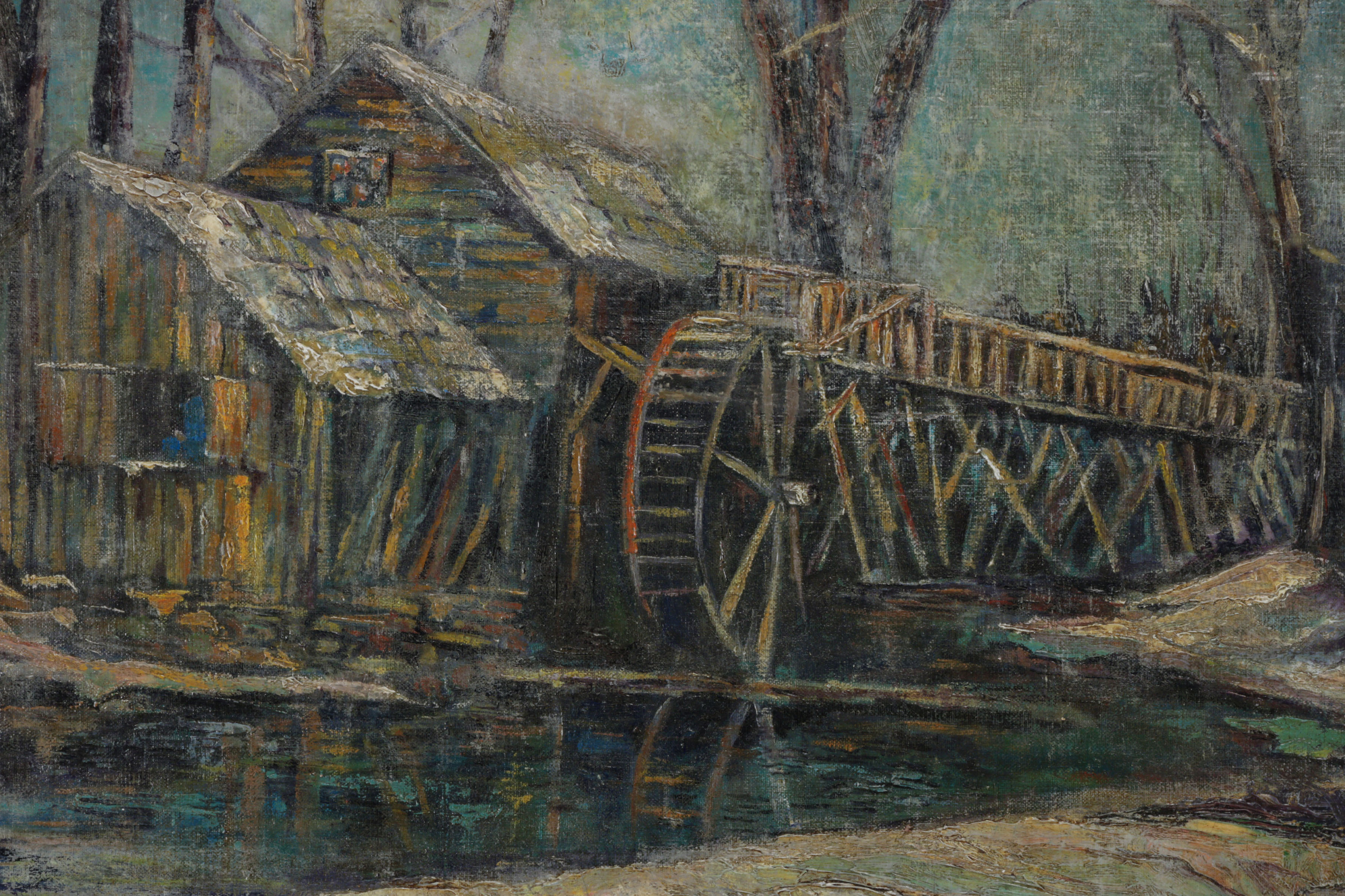 Guy Carleton Wiggins Oil Painting of Old Mill, Early 20th Century