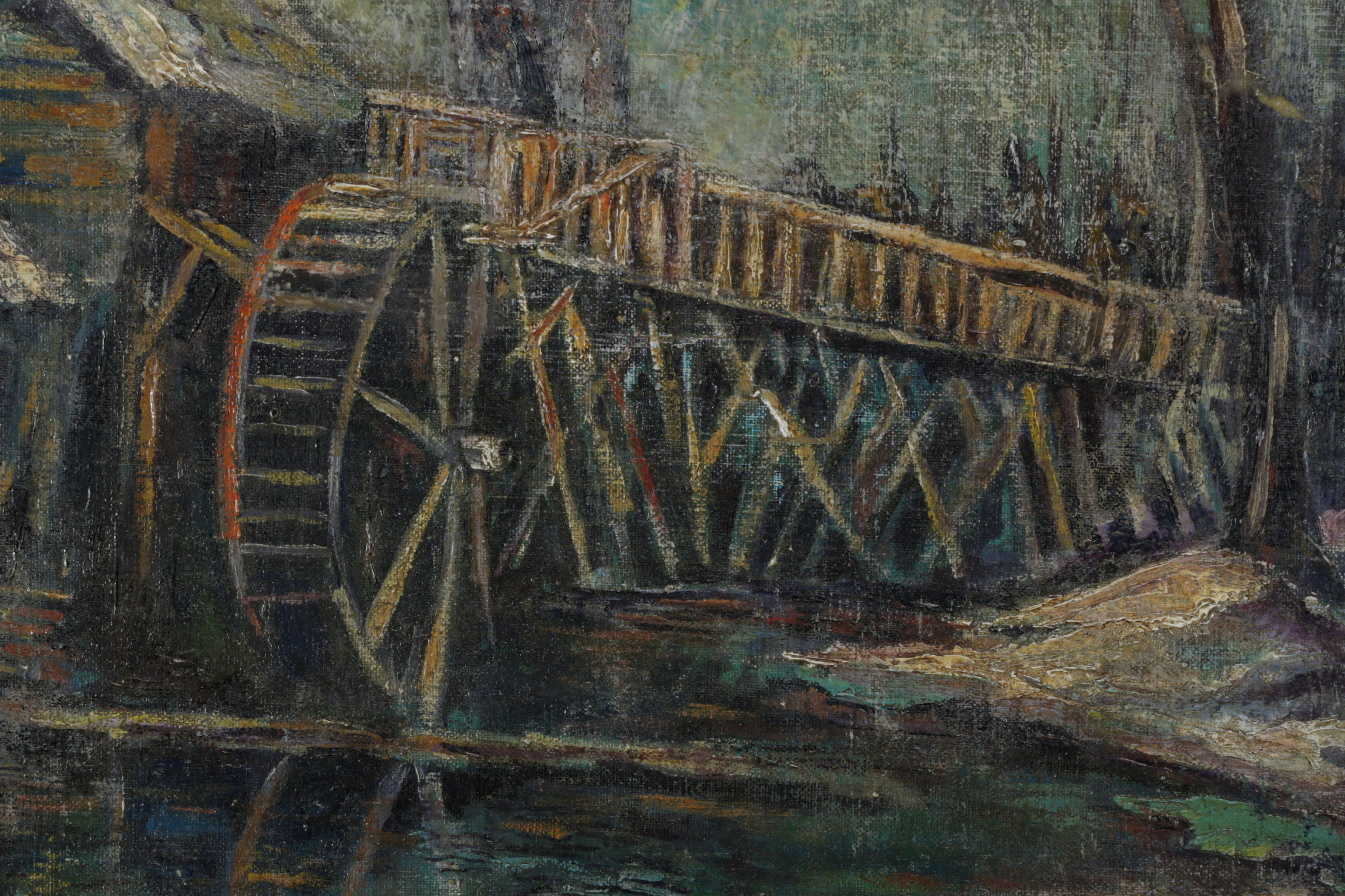 Guy Carleton Wiggins Oil Painting of Old Mill, Early 20th Century