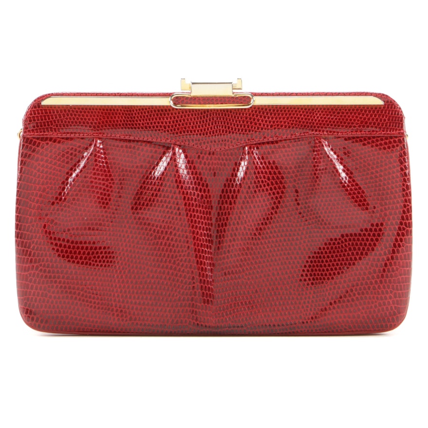 G. Parapini Red Lizard Skin Clutch