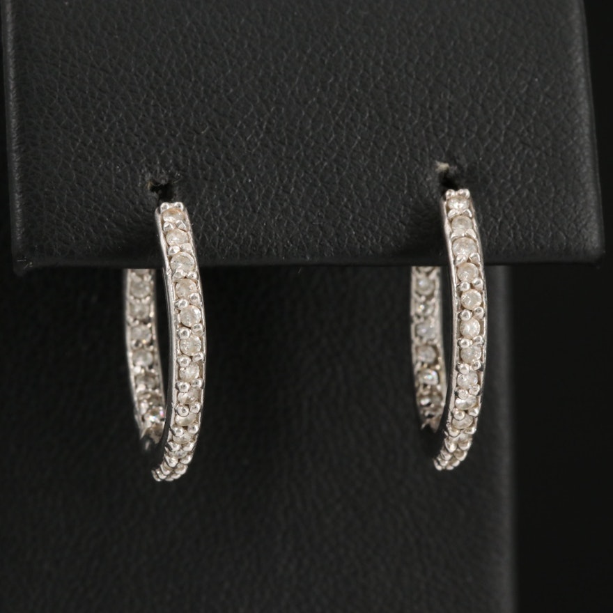 14K Diamond Inside-Out Hoop Earrings