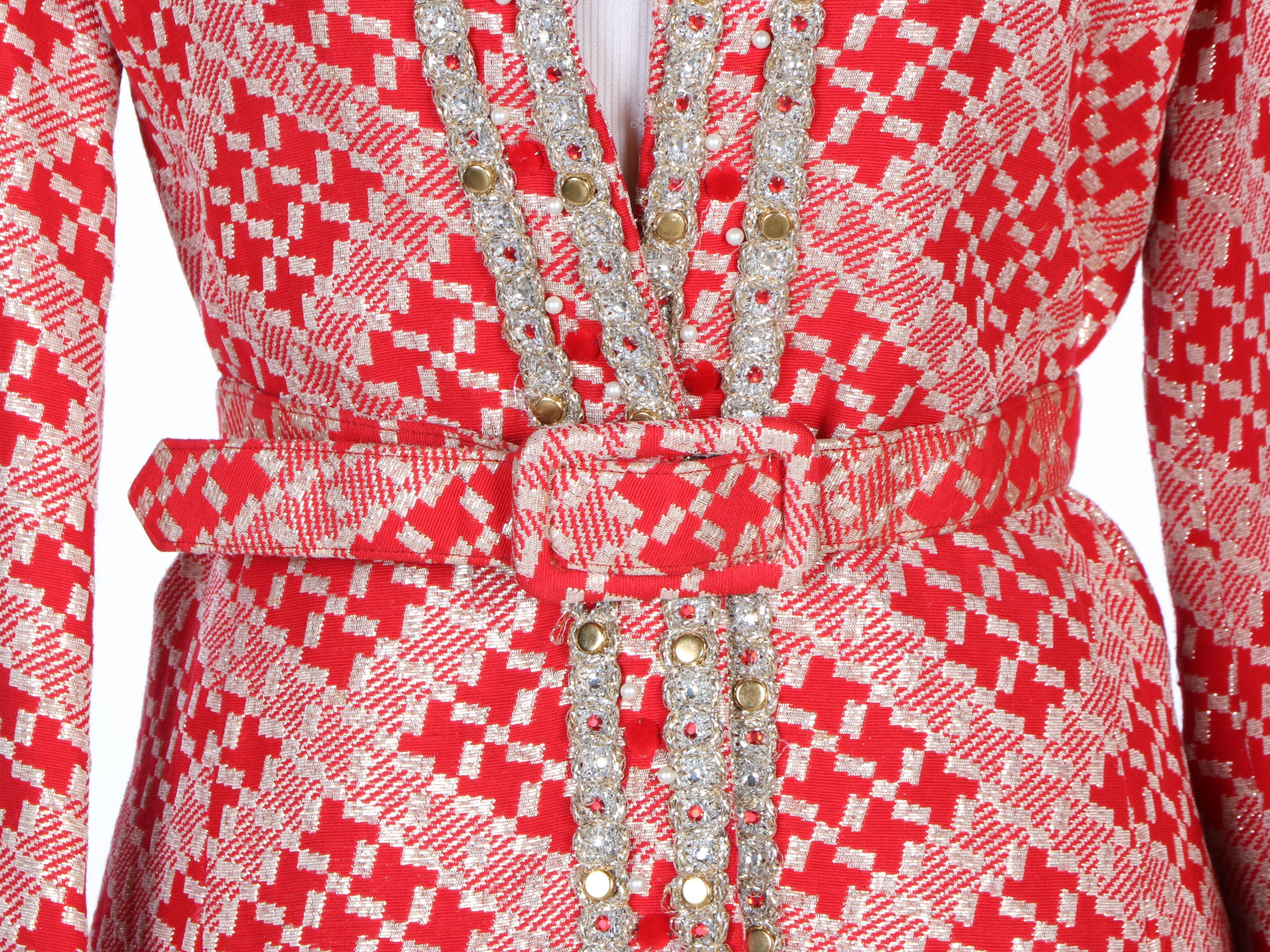 Morton Myles for Malcolm Charles Metallic Check Brocade Skirt Suit, Vintage