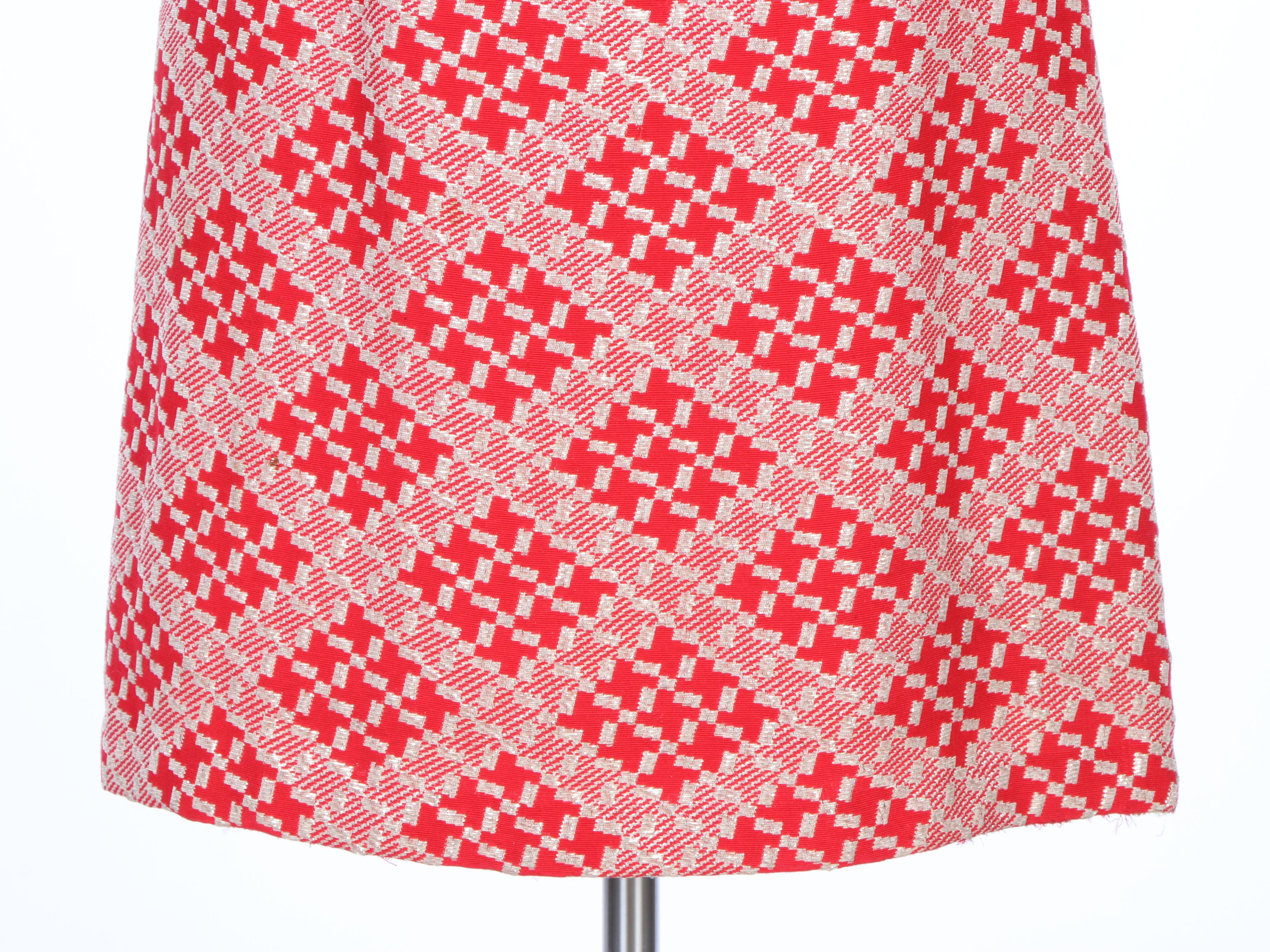 Morton Myles for Malcolm Charles Metallic Check Brocade Skirt Suit, Vintage