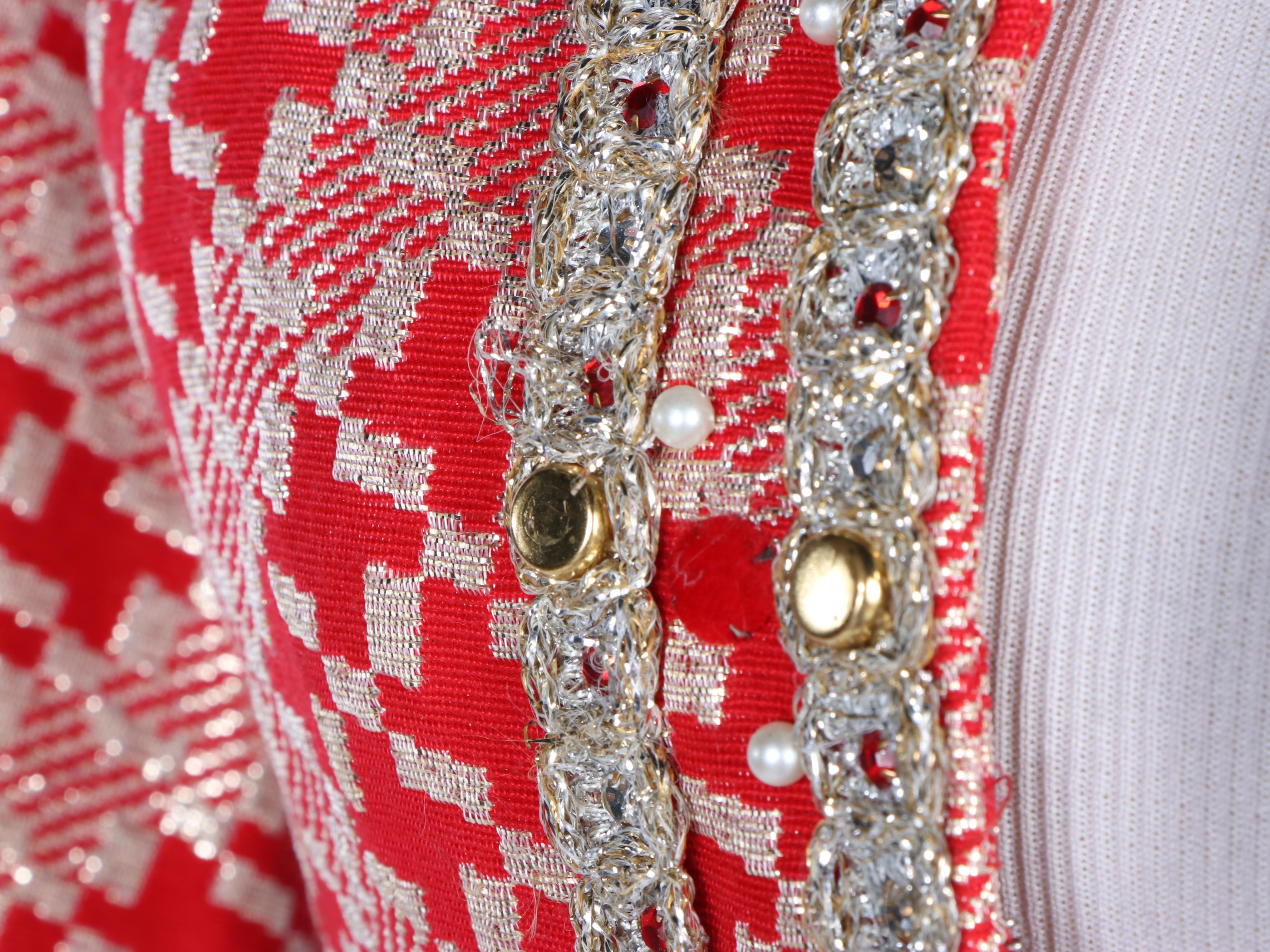 Morton Myles for Malcolm Charles Metallic Check Brocade Skirt Suit, Vintage