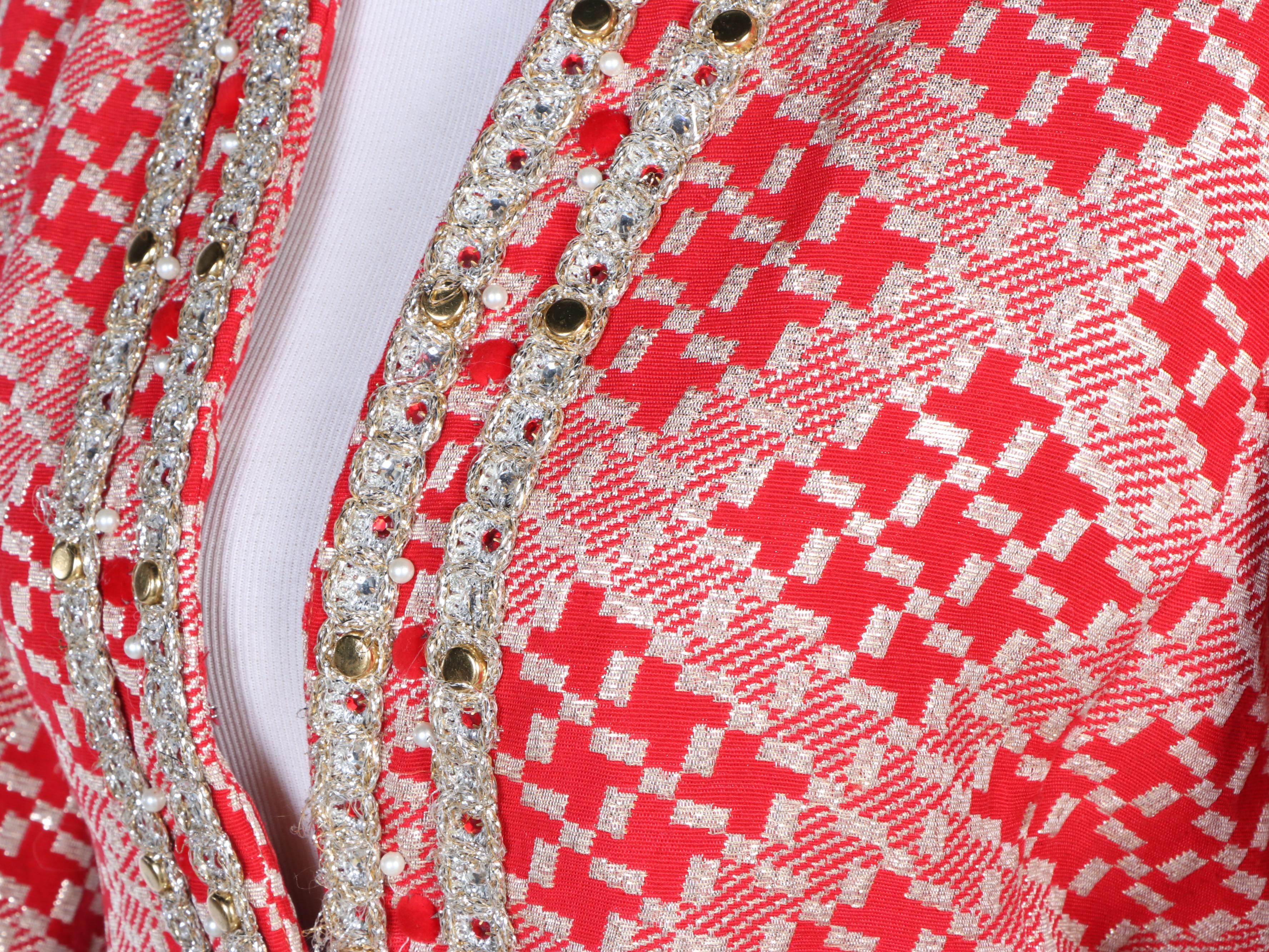 Morton Myles for Malcolm Charles Metallic Check Brocade Skirt Suit, Vintage