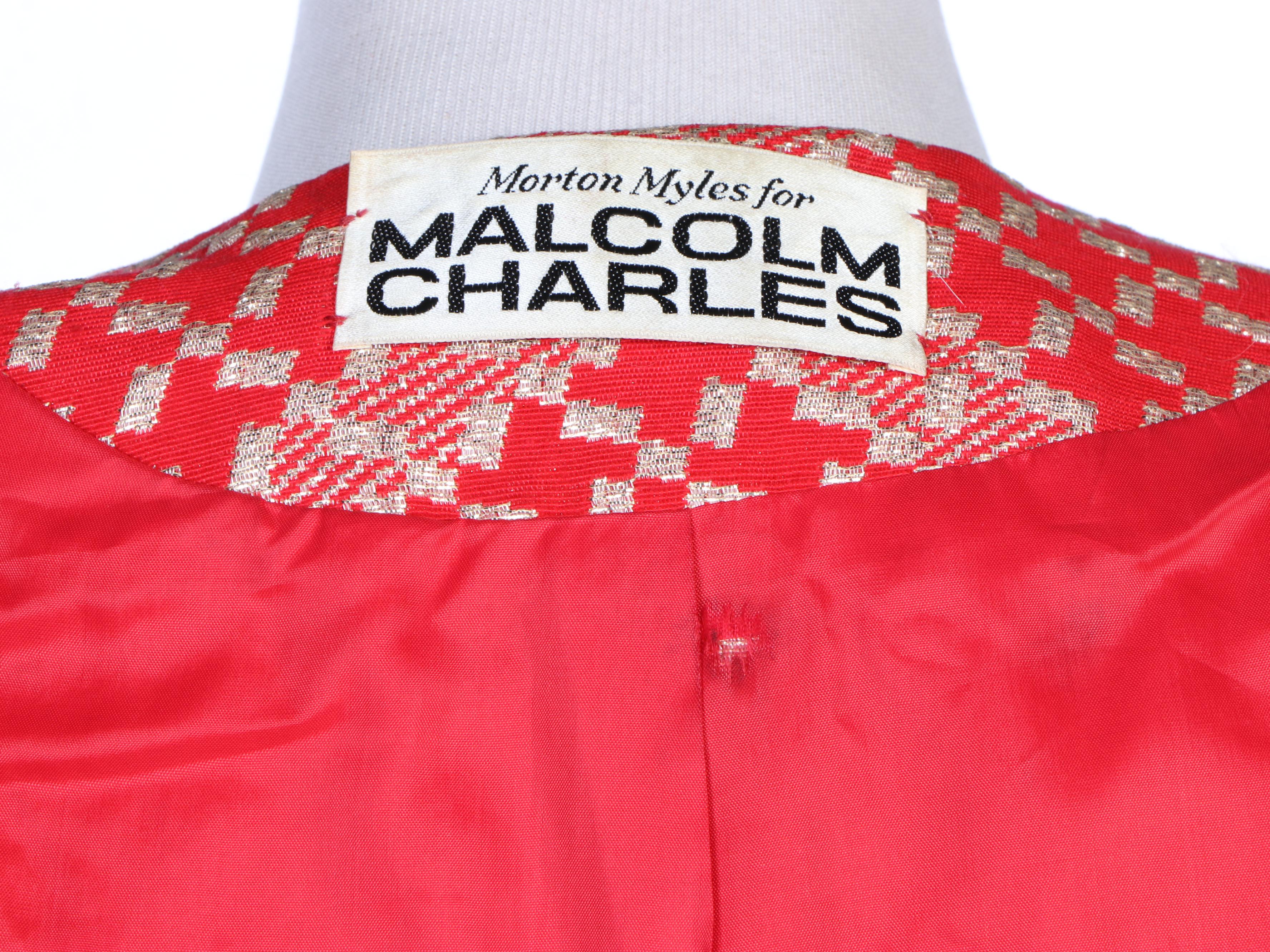 Morton Myles for Malcolm Charles Metallic Check Brocade Skirt Suit, Vintage