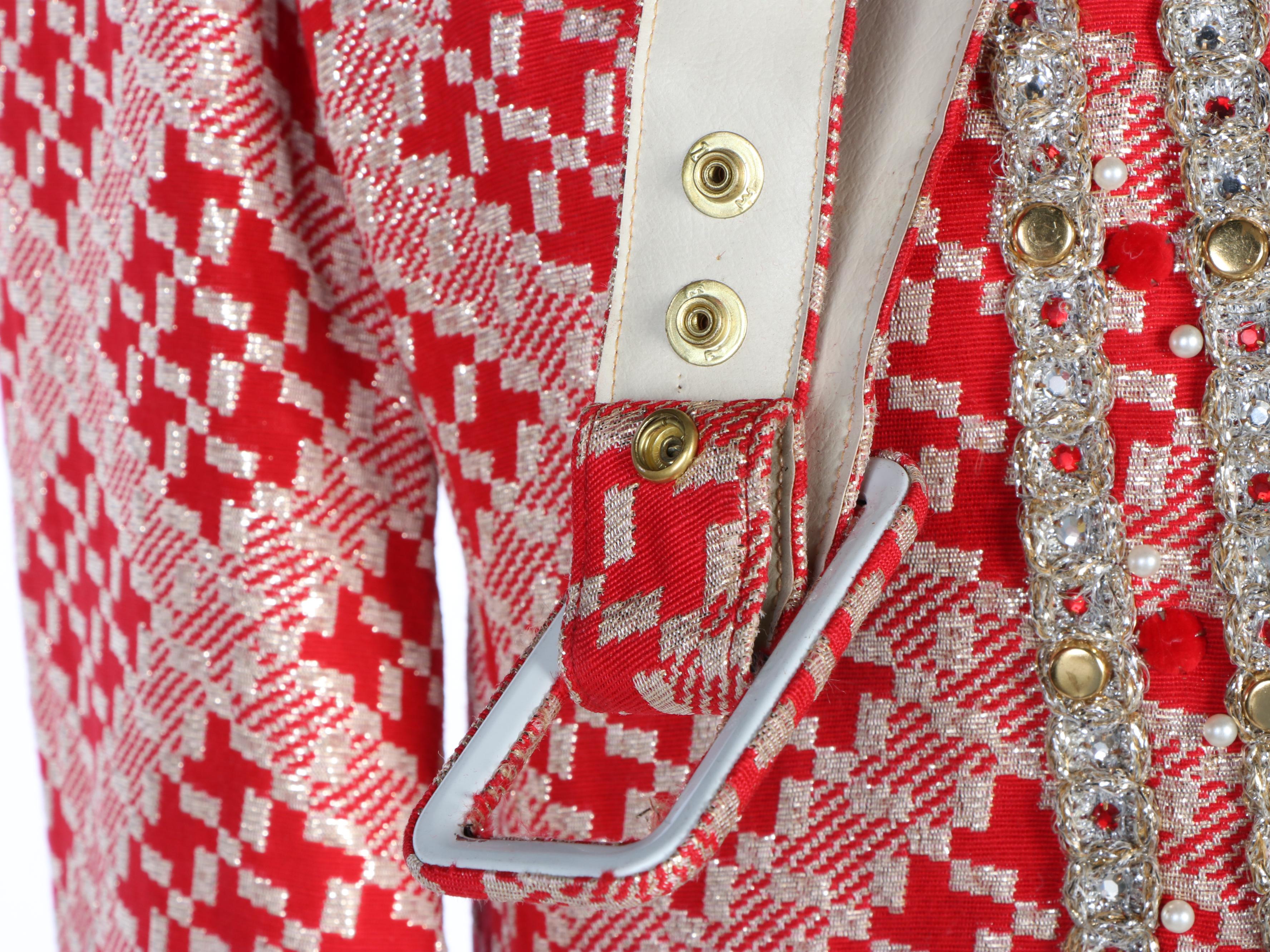 Morton Myles for Malcolm Charles Metallic Check Brocade Skirt Suit, Vintage