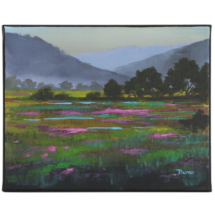Douglas "Bumo" Johnpeer Oil Painting "Field of Flowers", 2016