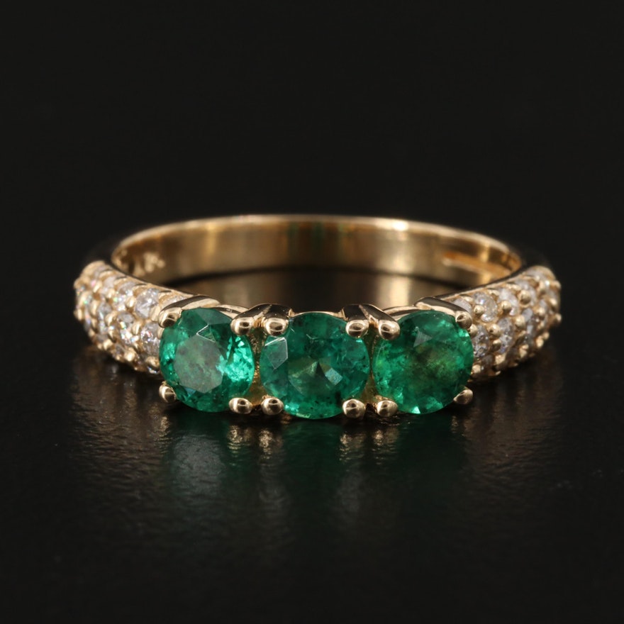 EFFY 14K Gold Emerald and Diamond Ring