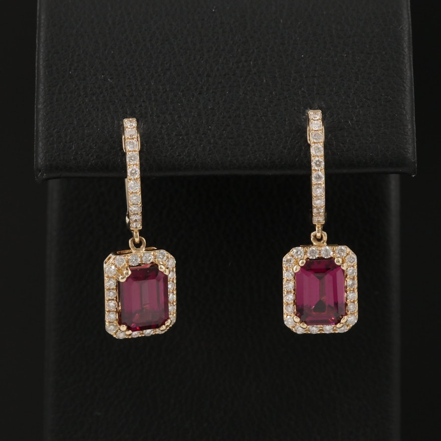 EFFY 14K Gold Rhodolite Garnet and Diamond Earrings