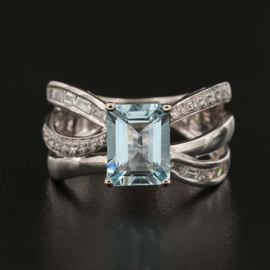 EFFY 14K Gold Aquamarine and Diamond Ring