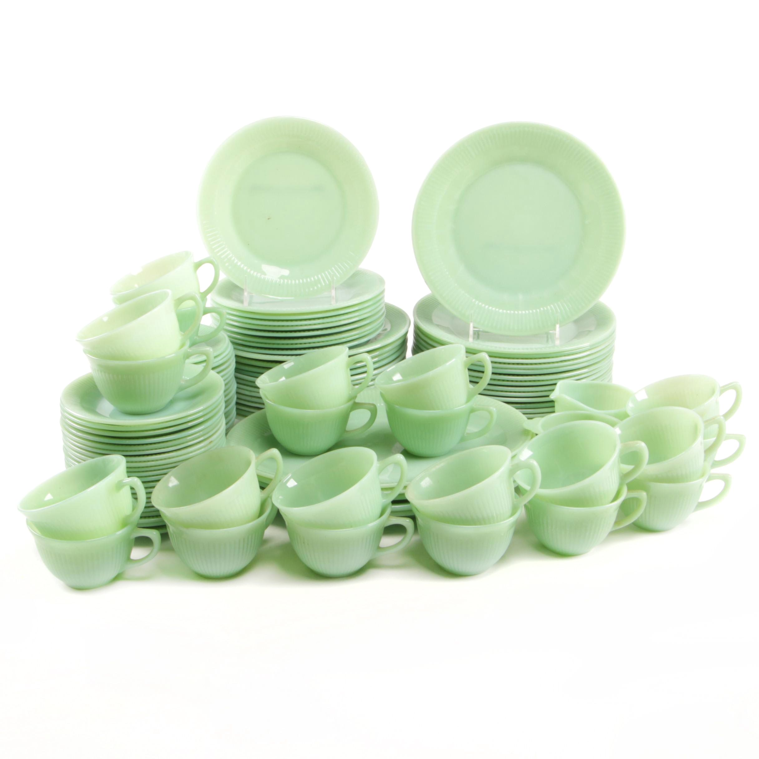 Anchor Hocking Fire-King "Jane Ray Jadeite" Glass Dinnerware
