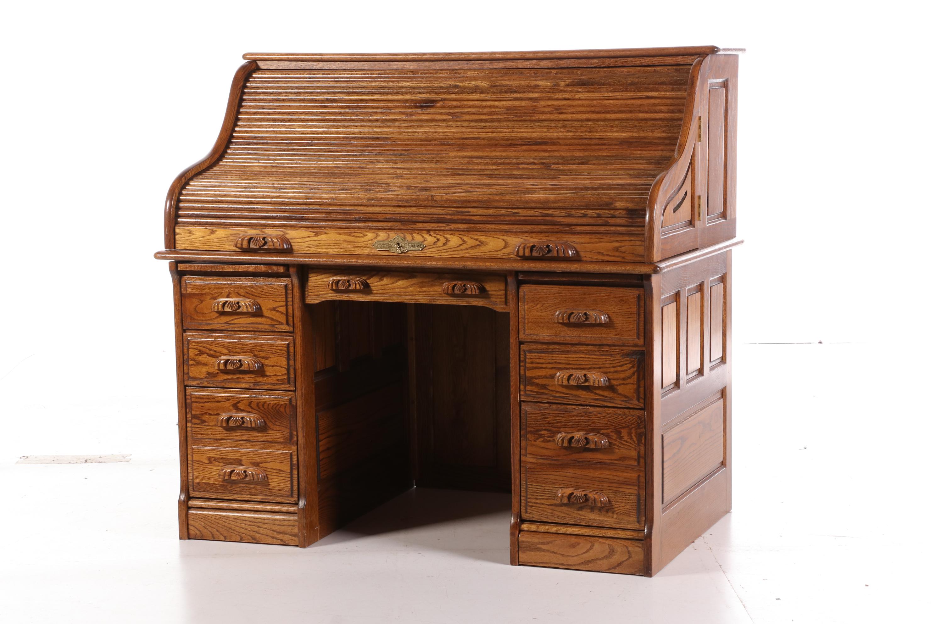 American Memories Oak Roll Top Desk with Swivel Chair
