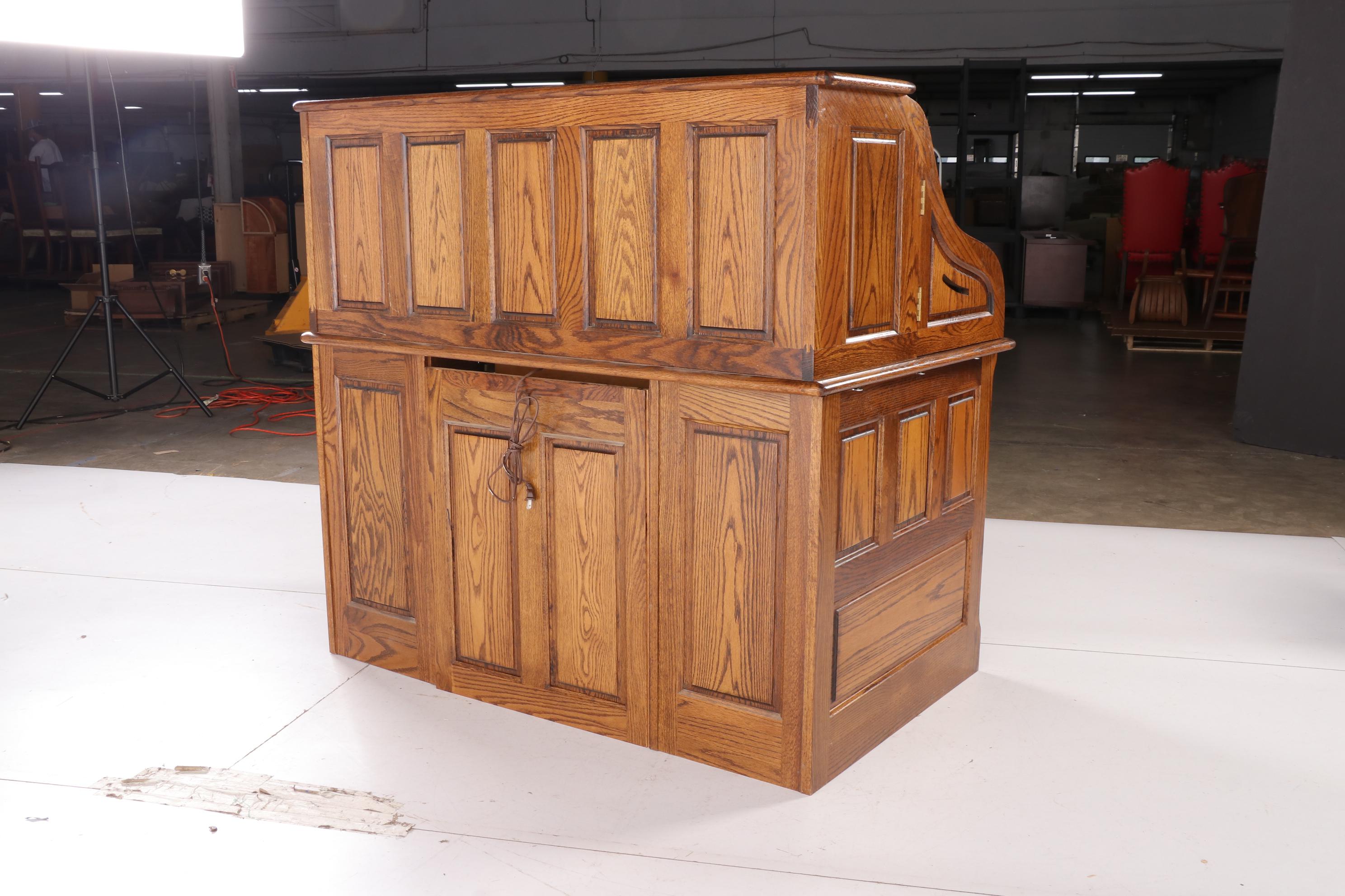 American Memories Oak Roll Top Desk with Swivel Chair