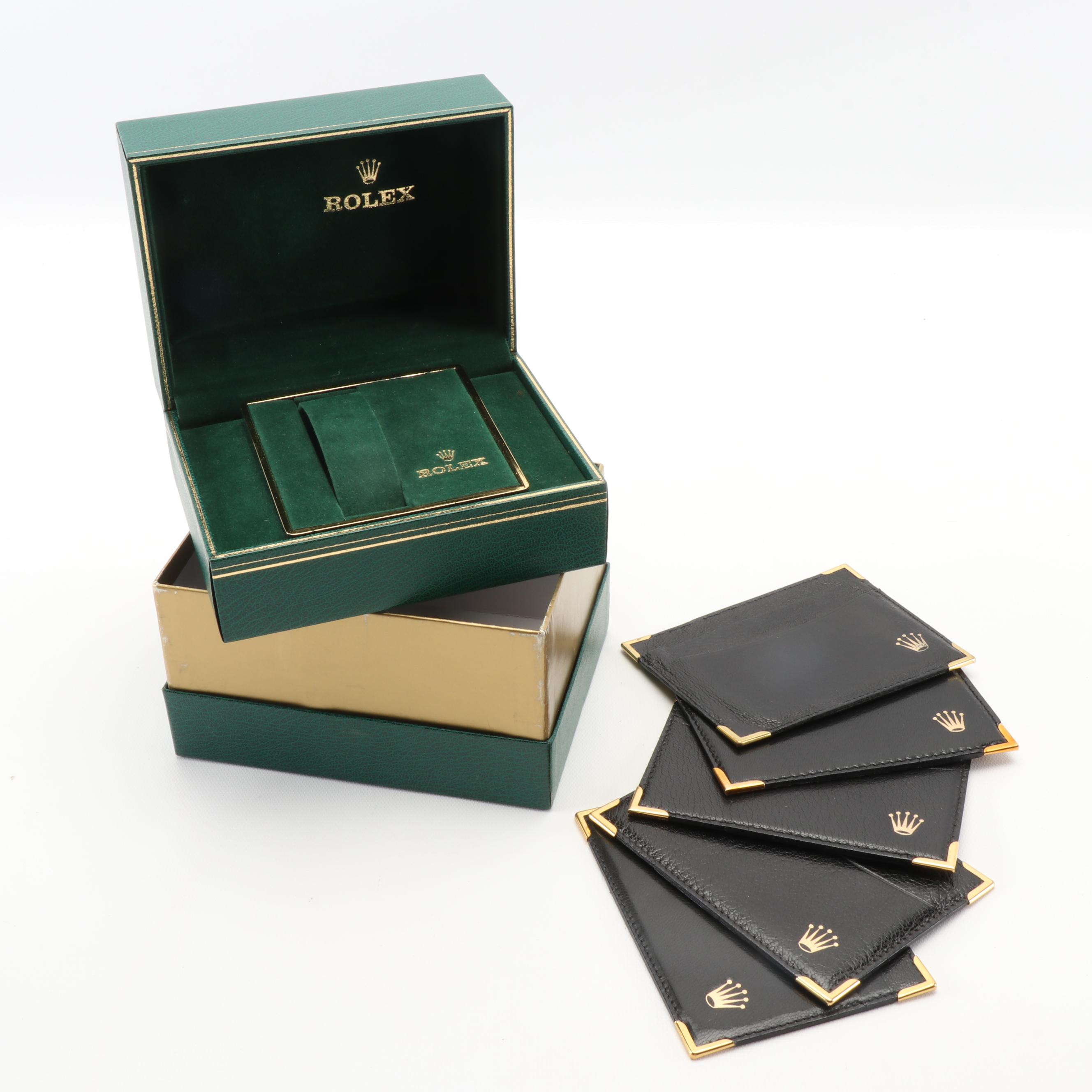 Rolex Green Bonded Leather Watch Case and Black Leather Document Holders