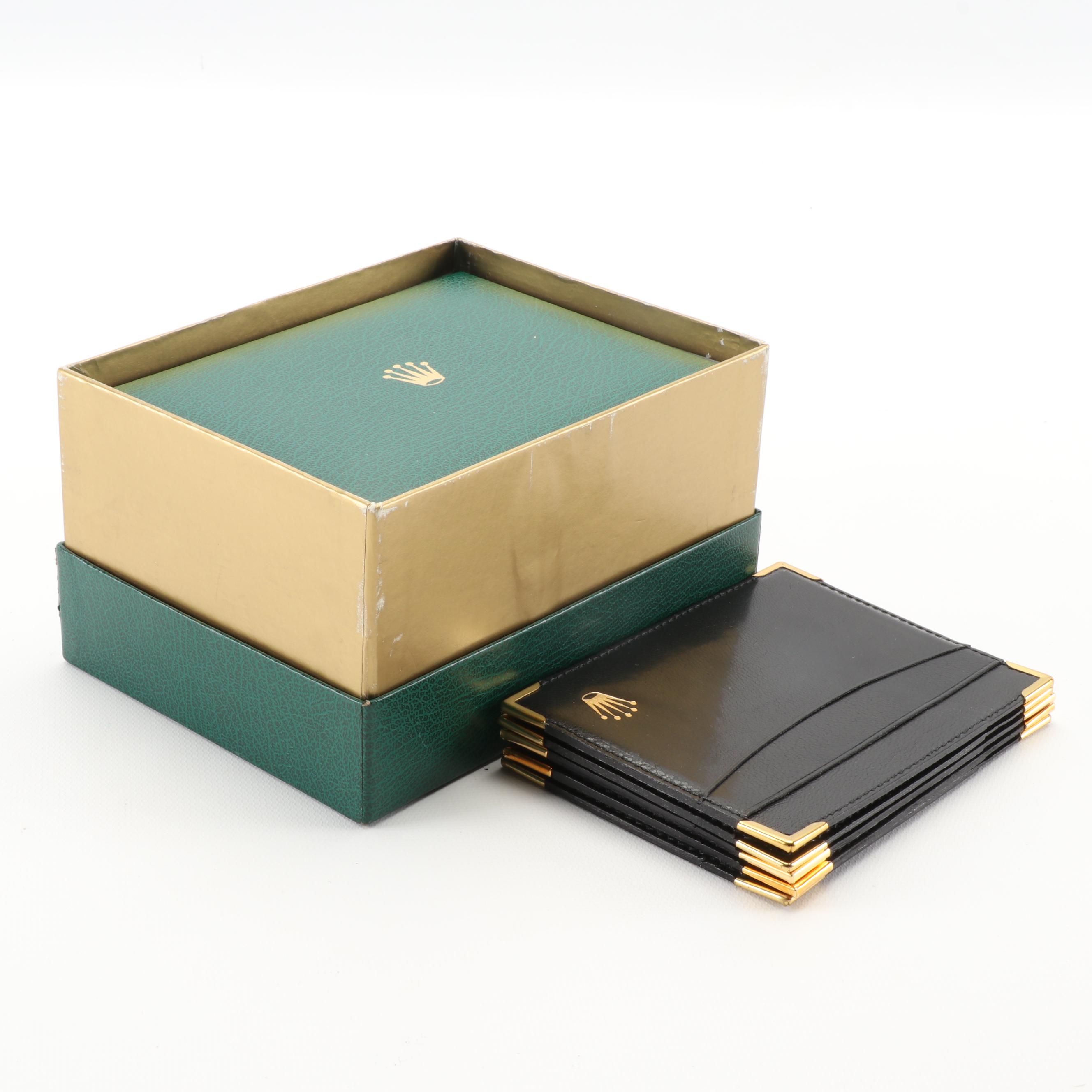 Rolex Green Bonded Leather Watch Case and Black Leather Document Holders