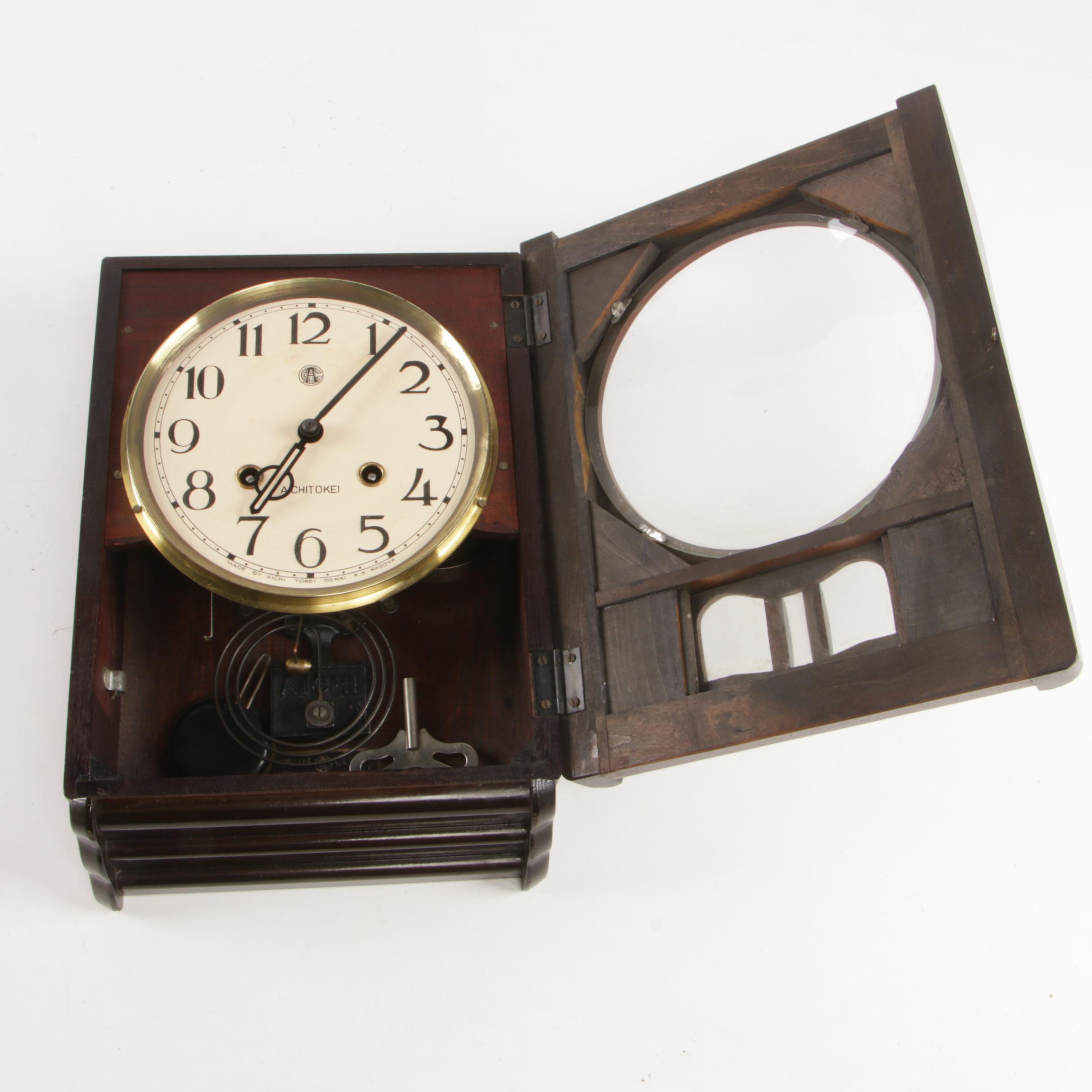 Aichi Tokei Japanese Two-Tone Wood Pendulum Wall clock