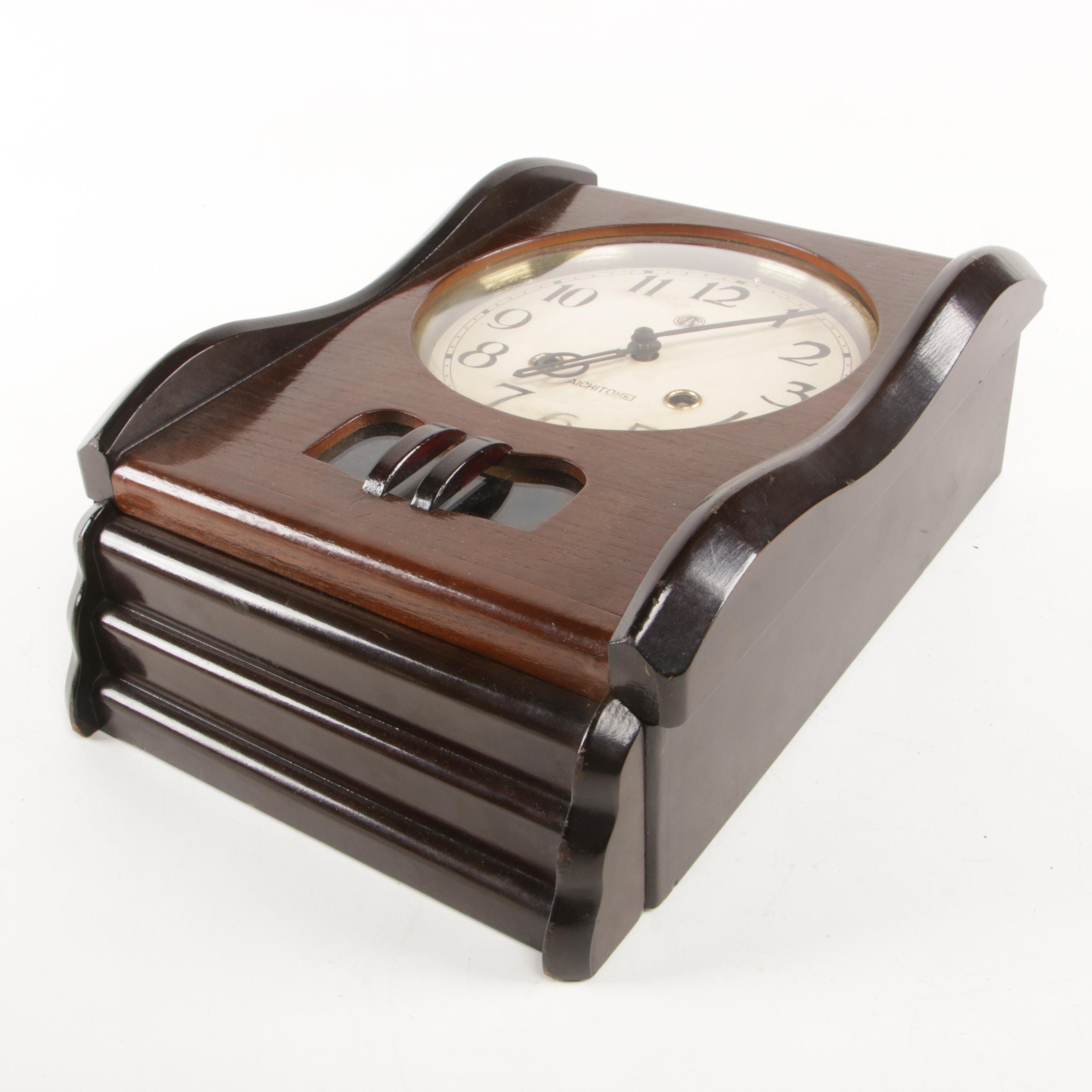 Aichi Tokei Japanese Two-Tone Wood Pendulum Wall clock