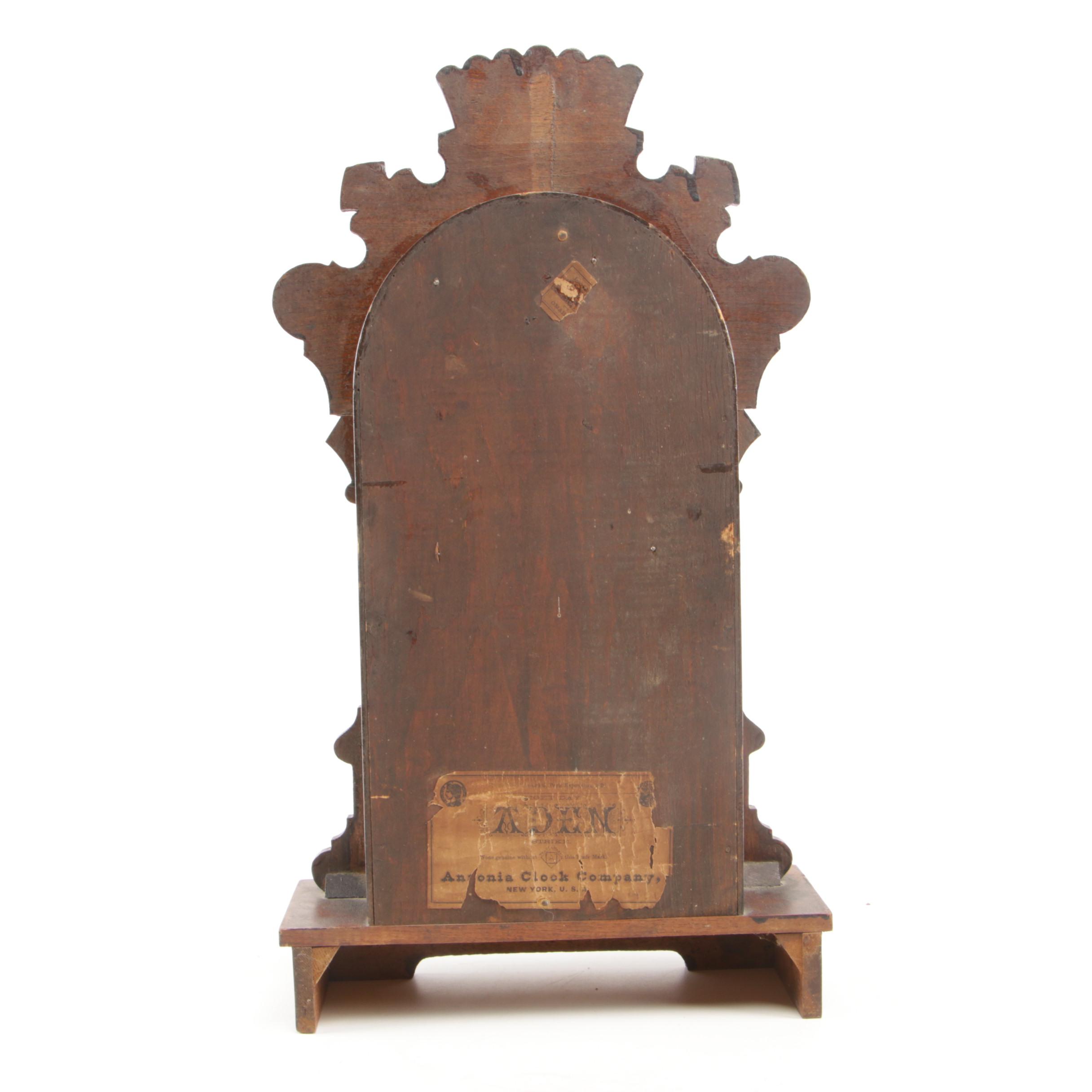 Ansonia Clock Co. "Aden" Eight-Day Walnut Mantel Clock, Late 19th/Early 20th C.