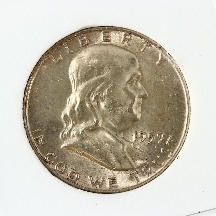 1959-D Uncirculated Franklin Silver Half Dollar