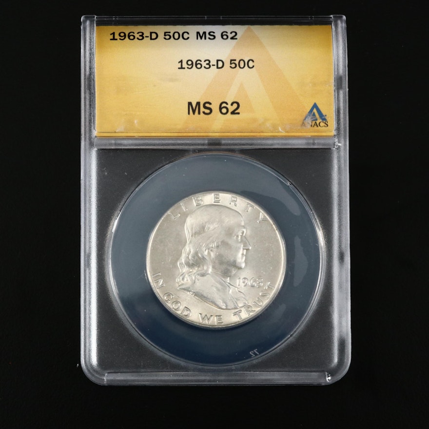 ANACS Graded MS62 1963-D Franklin Silver Half Dollar