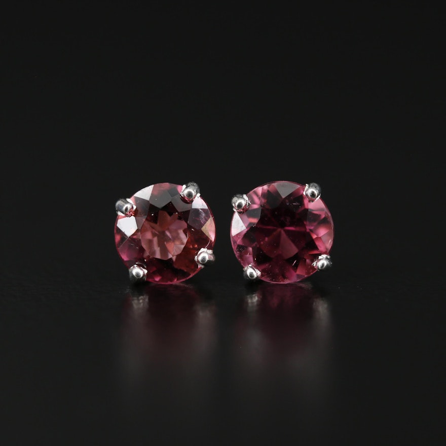 Sterling Tourmaline Solitaire Earrings