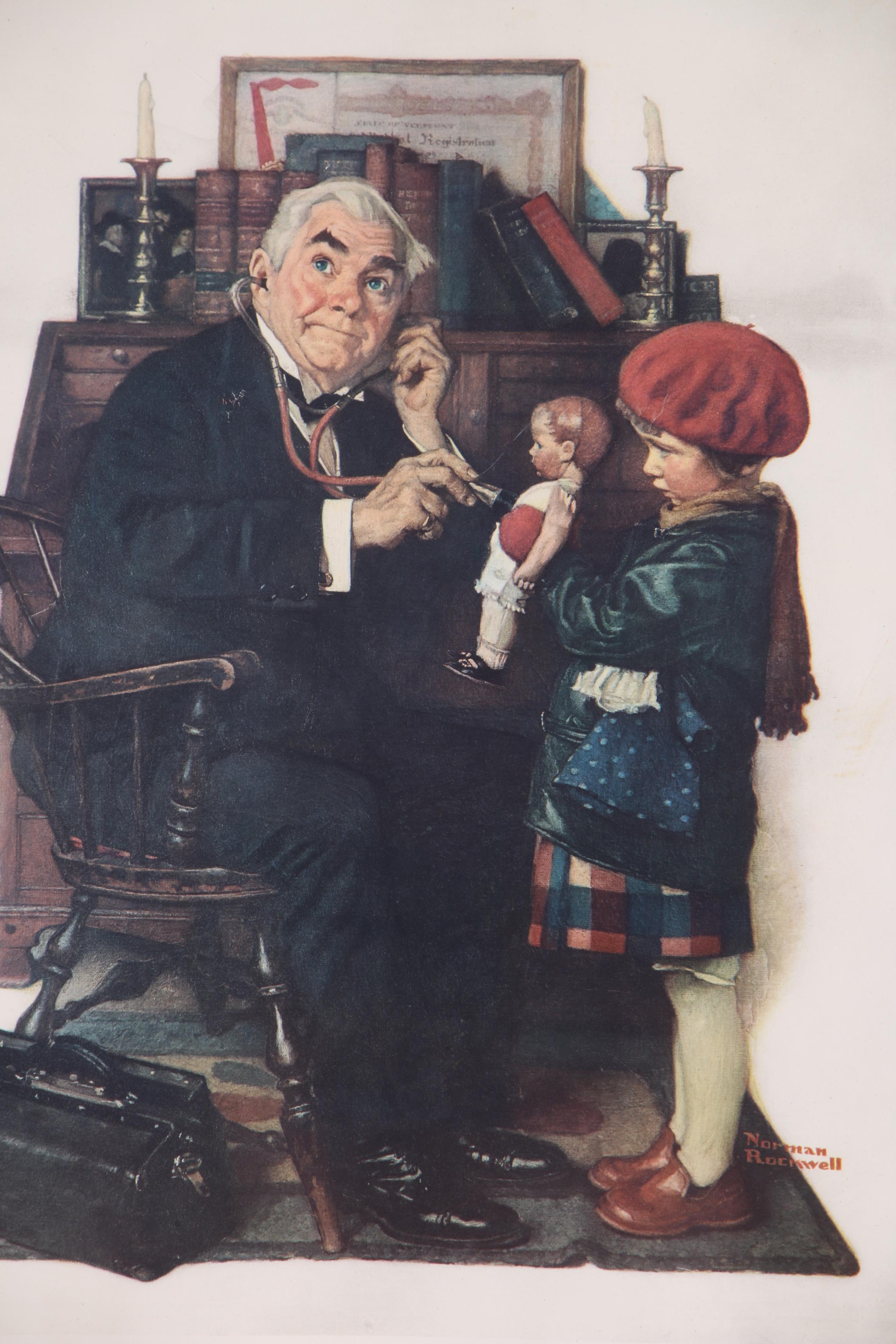 Norman Rockwell Collotype "Doctor and the Doll"