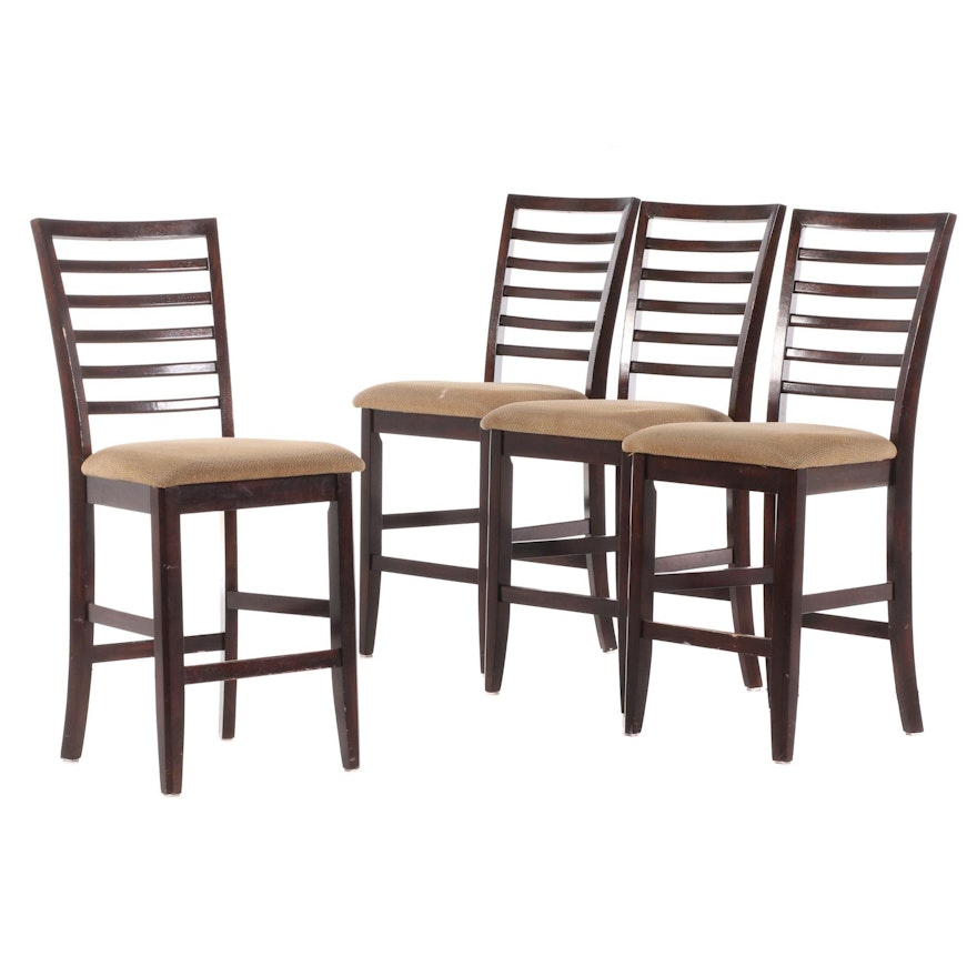 Contemporary Espresso Finish Upholstered Counter Height Chairs