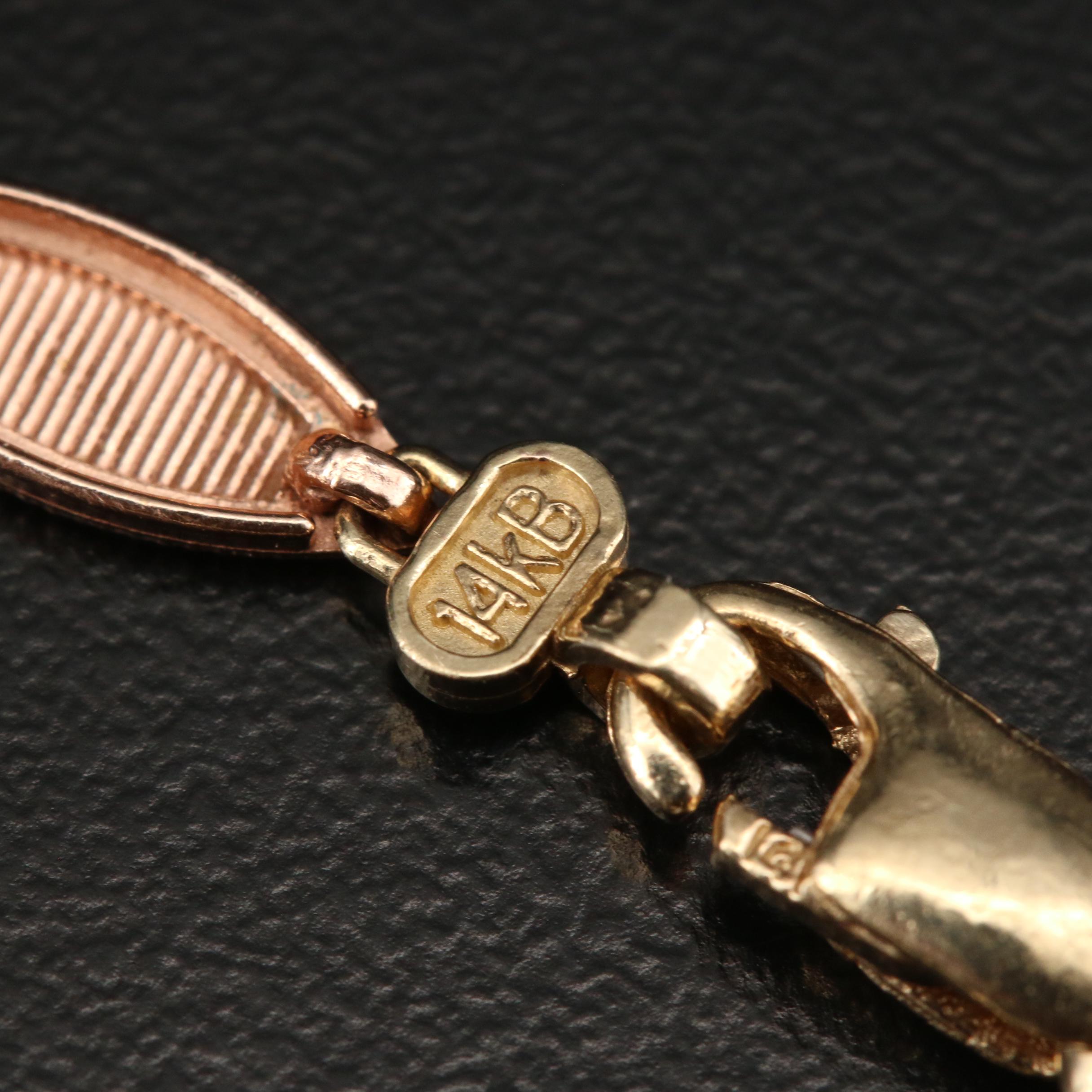 14K Tri-Color Gold Cubic Zirconia Quinceañera Bracelet