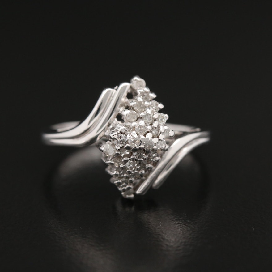 10K Diamond Waterfall Bypass Ring