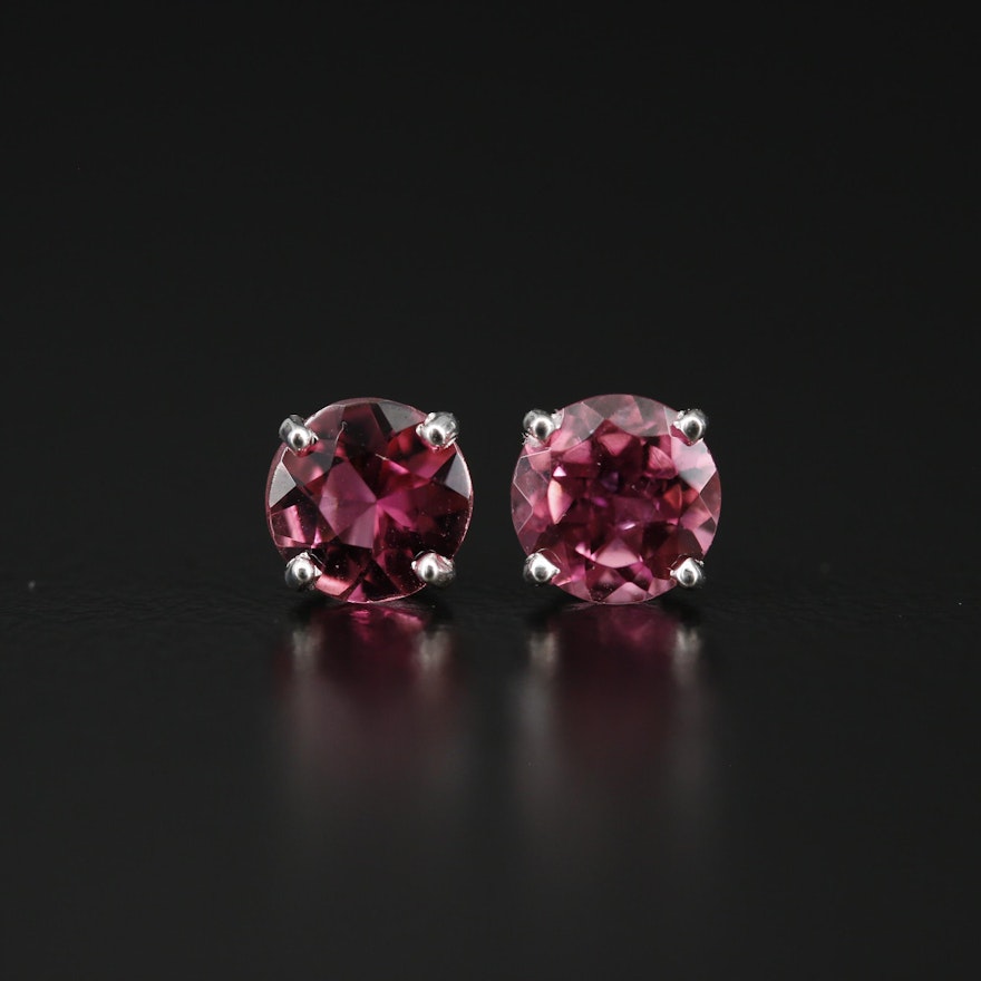 Sterling Silver Tourmaline Solitaire Earrings