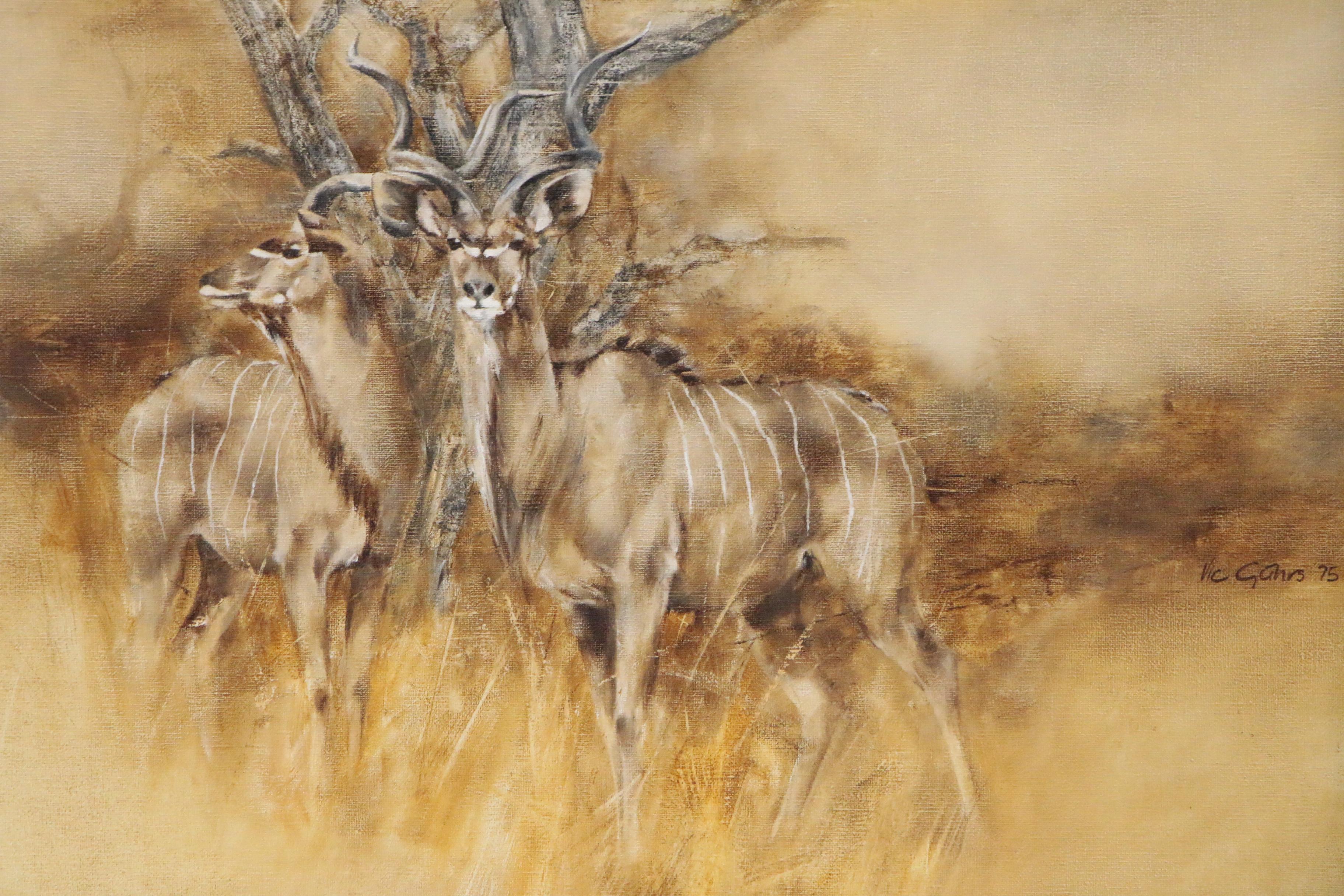 Vic Guhrs Wildlife Oil Painting of Kudu Antelope
