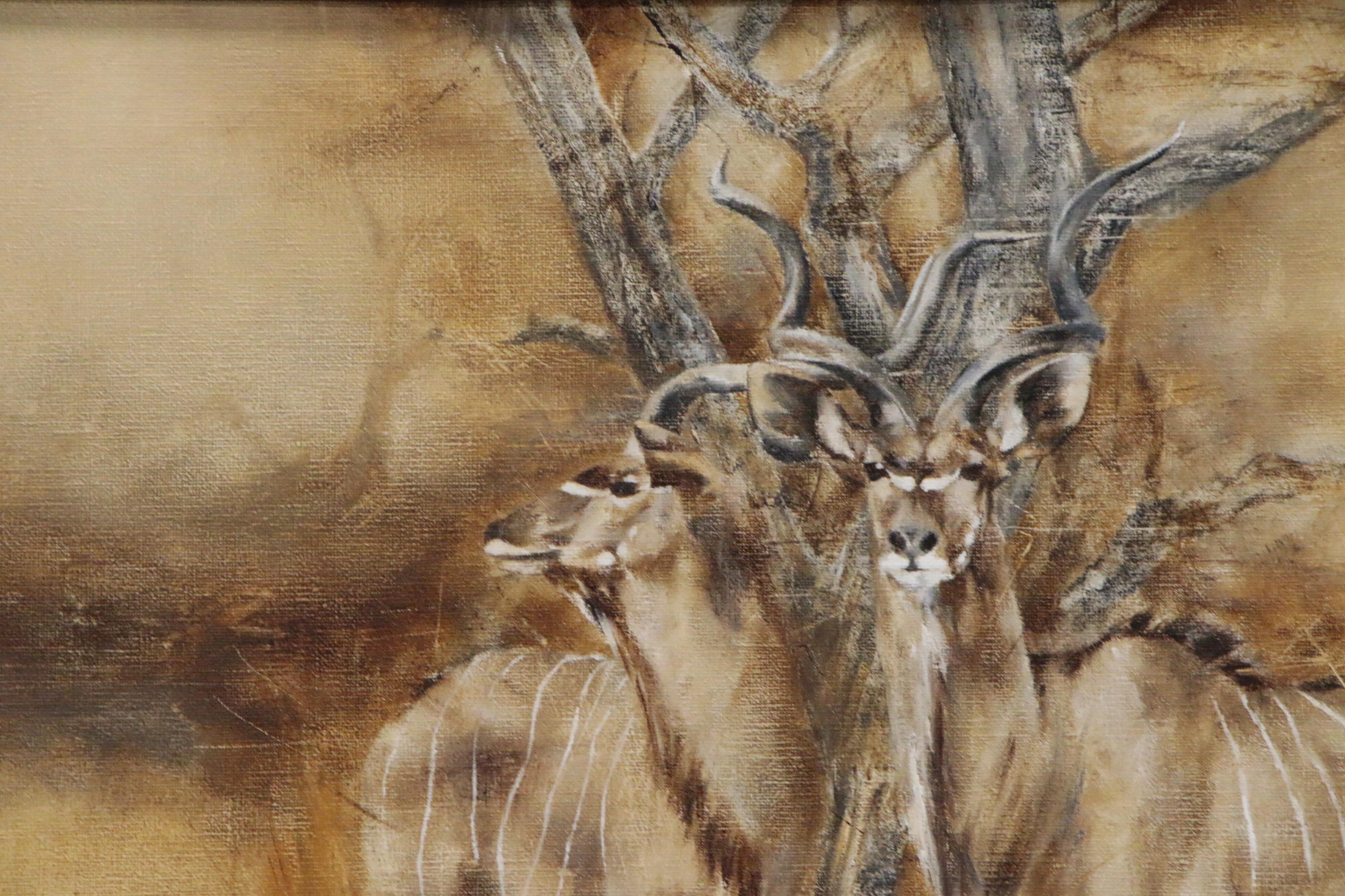 Vic Guhrs Wildlife Oil Painting of Kudu Antelope