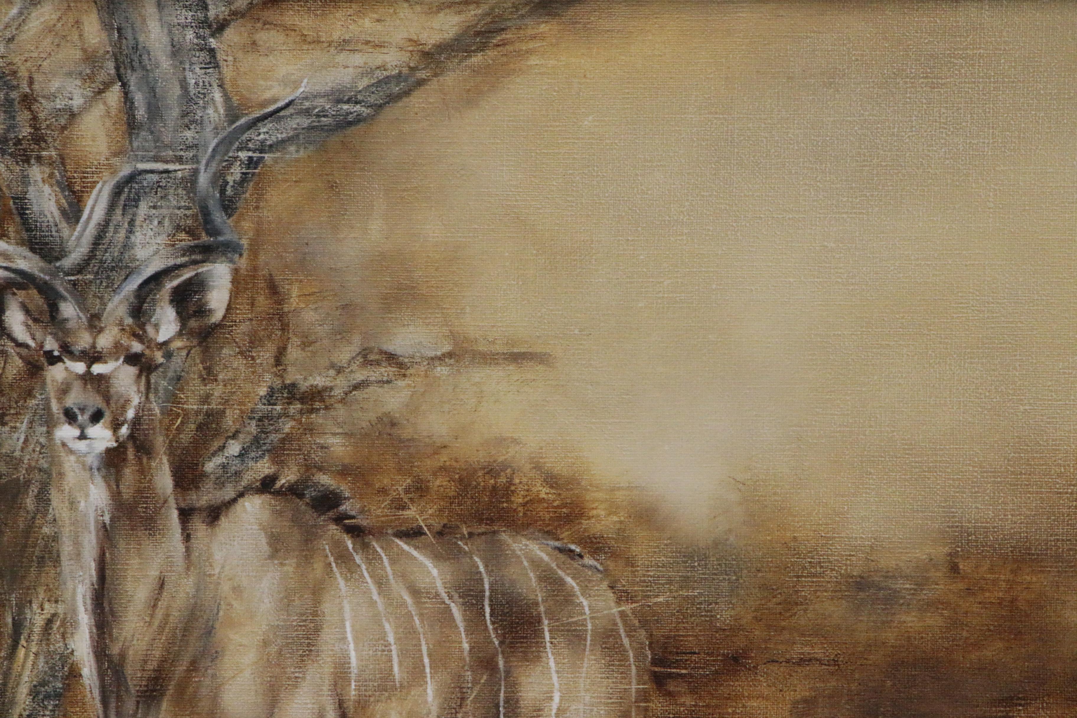 Vic Guhrs Wildlife Oil Painting of Kudu Antelope