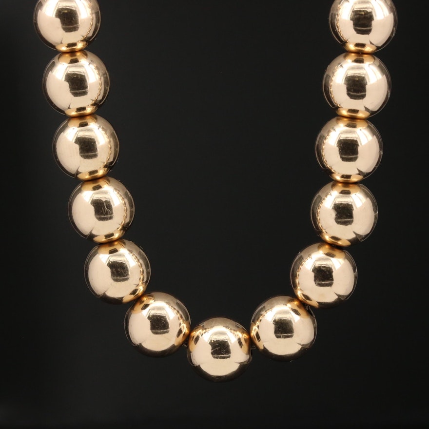 14K Round Bead Necklace